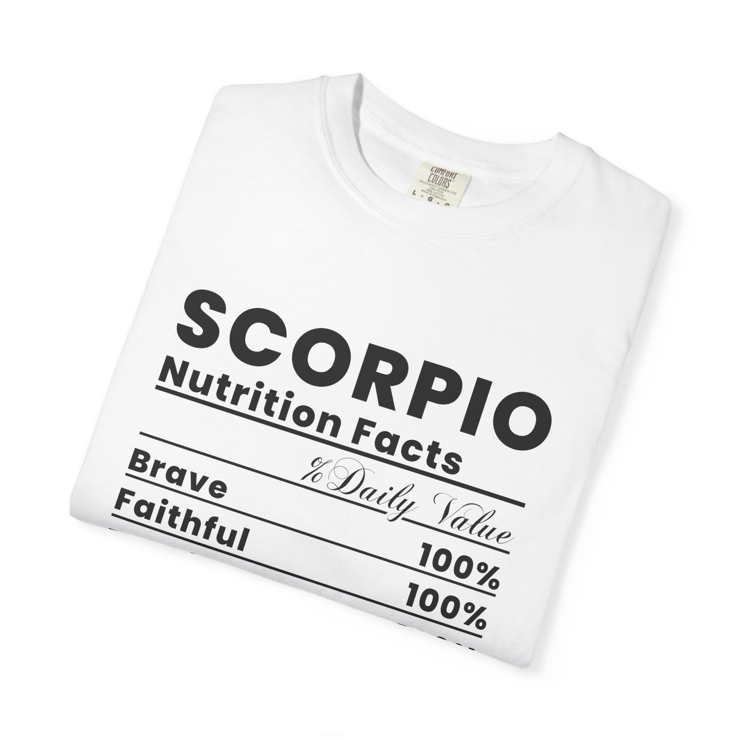 Scorpio Horoscope Nutrition Facts T-shirt, Unisex Astrology Tee, Gift for Scorpio Friends, Zodiac Sign Apparel, Horoscope Shirt