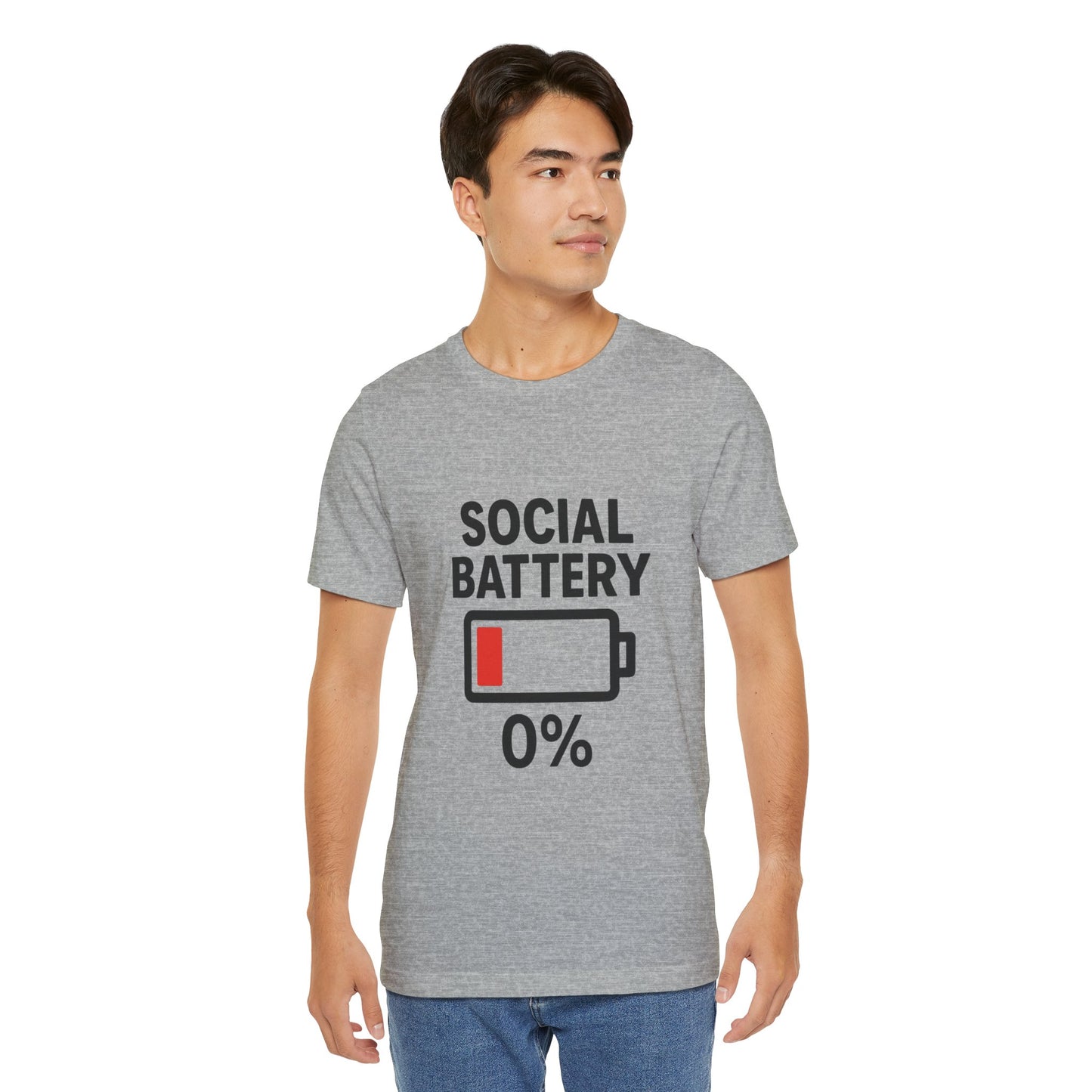 Social Battery Unisex Tee, Funny T-Shirt, Quirky Gift, Introvert Humor, Casual Wear, Relaxing Vibes