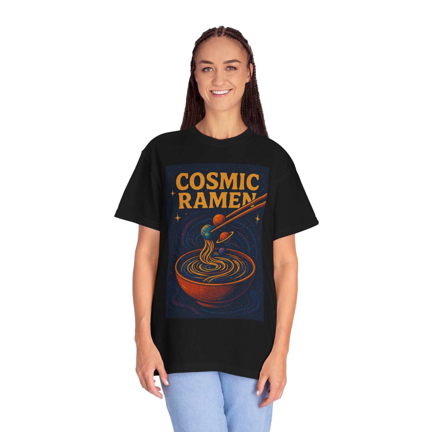 Cosmic Ramen T-Shirt, Unisex Graphic Tee for Food Lovers, Perfect Gift for Foodies, Casual Wear for Ramen Lovers