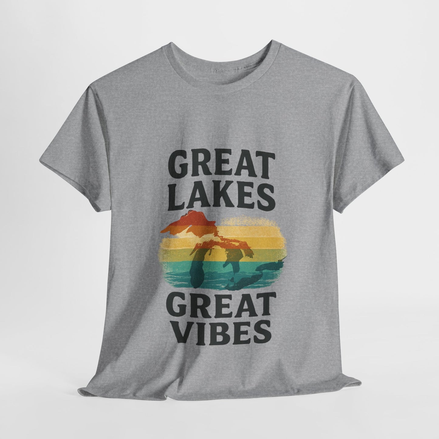 Great Lakes Great Vibes Tee, Unisex Cotton T-Shirt, Summer Wardrobe Essential, Gift for Lake Lovers, Casual Outdoor Wear