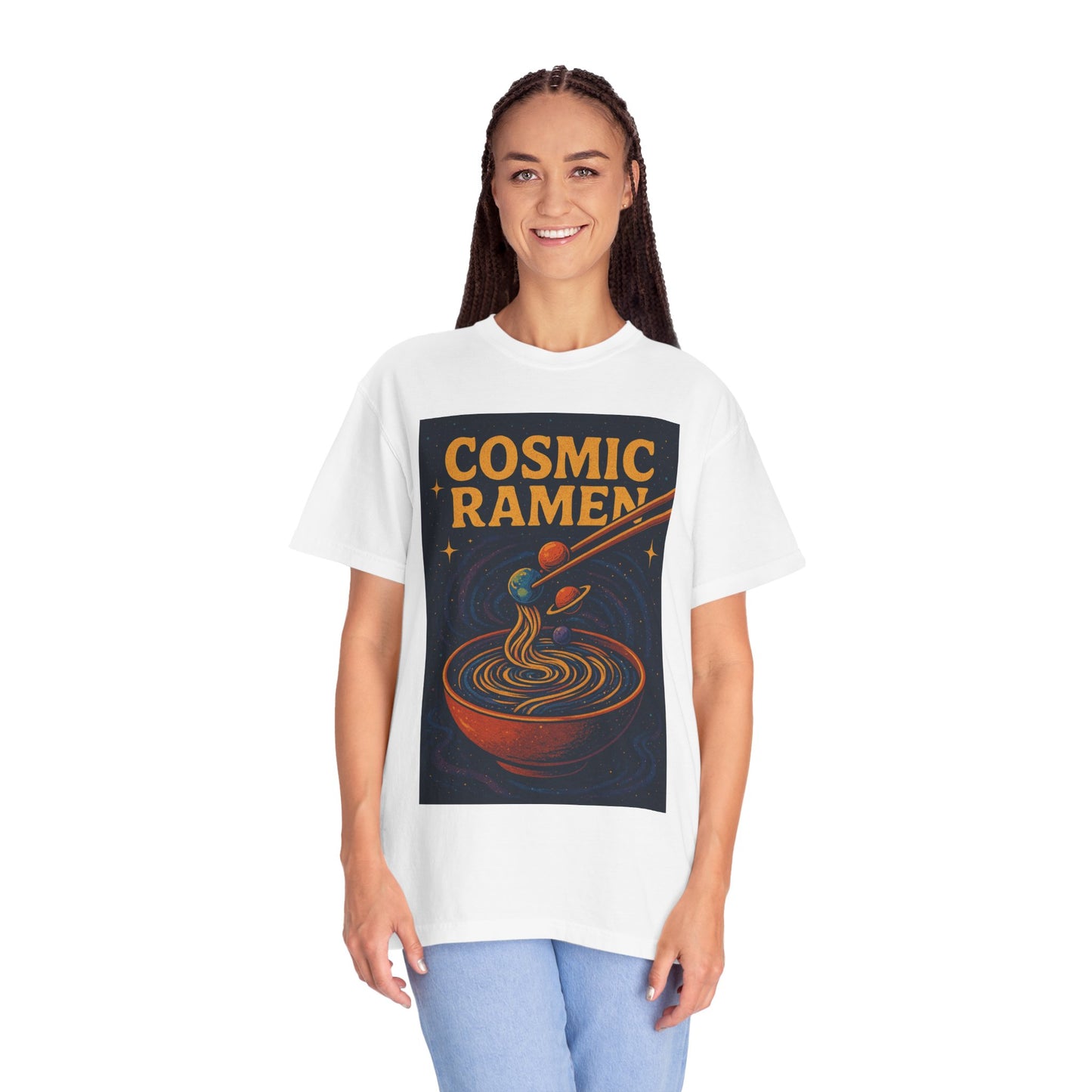 Cosmic Ramen T-Shirt, Unisex Graphic Tee for Food Lovers, Perfect Gift for Foodies, Casual Wear for Ramen Lovers