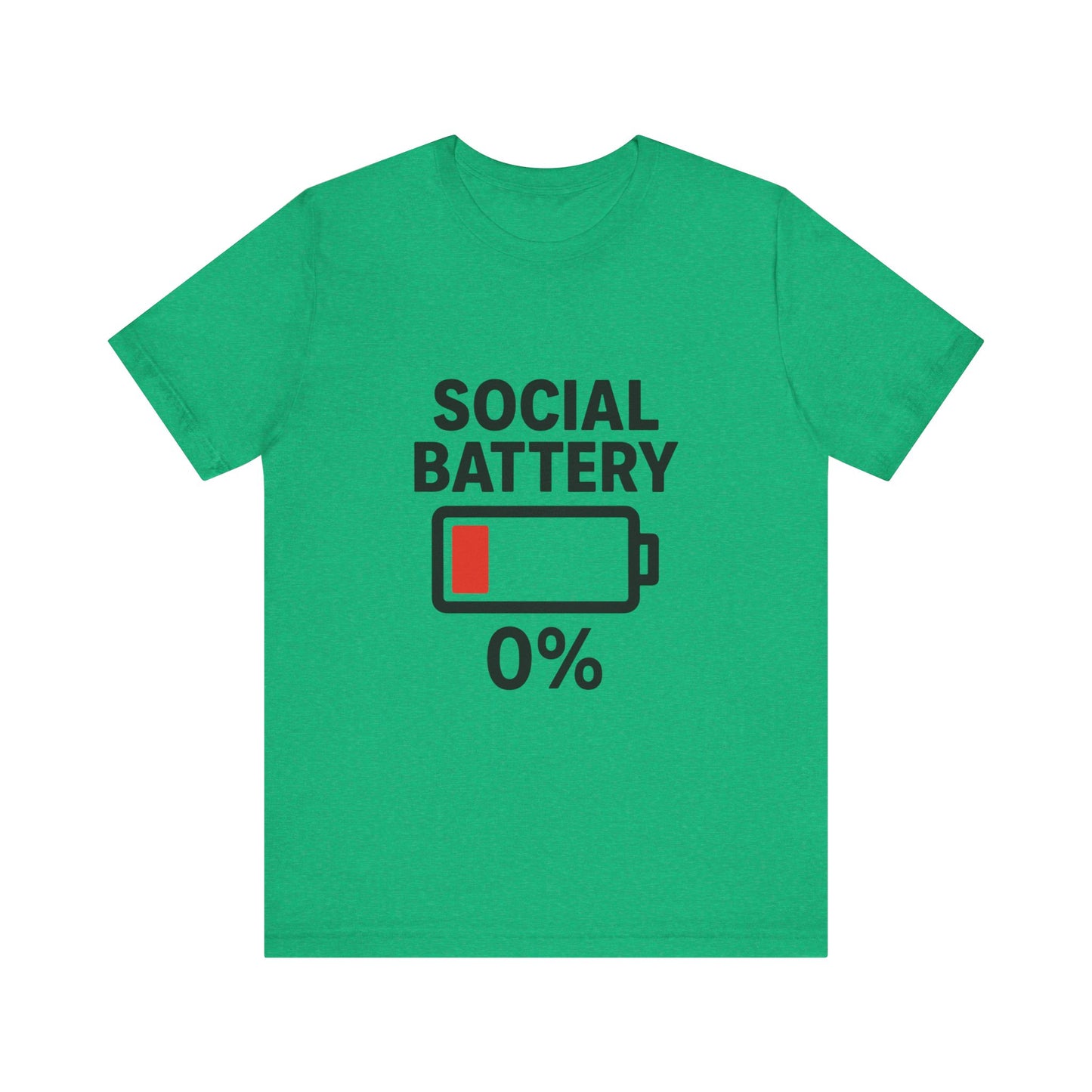 Social Battery Unisex Tee, Funny T-Shirt, Quirky Gift, Introvert Humor, Casual Wear, Relaxing Vibes