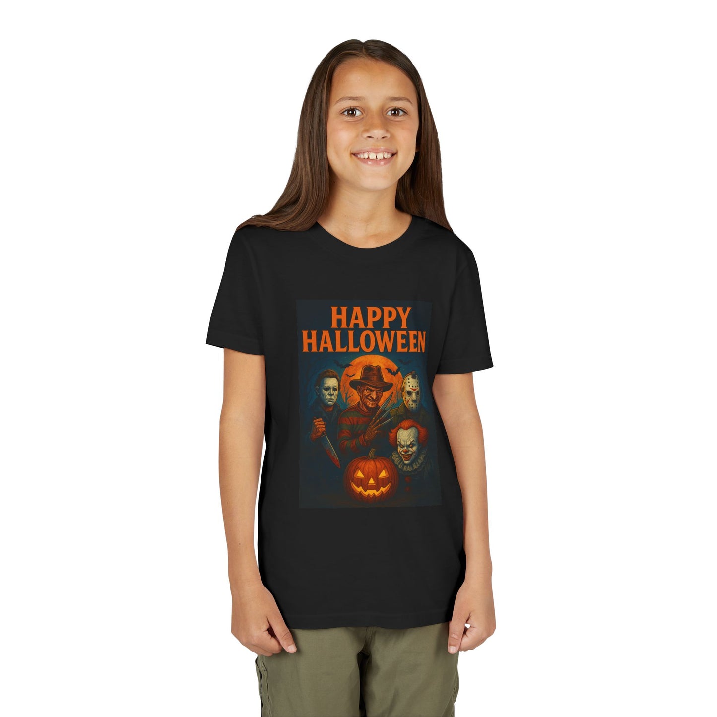 Halloween Horror Youth Tee | Spooky Tee, Kids Halloween Shirt, Costume Party Attire, Pumpkin Graphic Tee, Horror Movie Tee