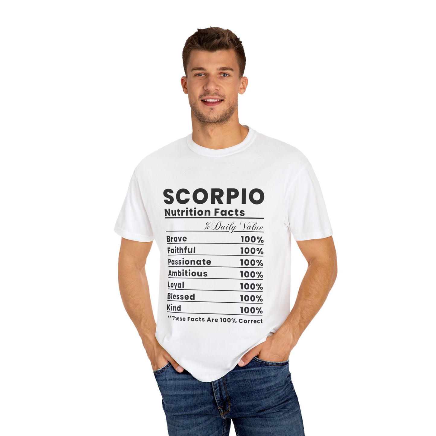 Scorpio Horoscope Nutrition Facts T-shirt, Unisex Astrology Tee, Gift for Scorpio Friends, Zodiac Sign Apparel, Horoscope Shirt