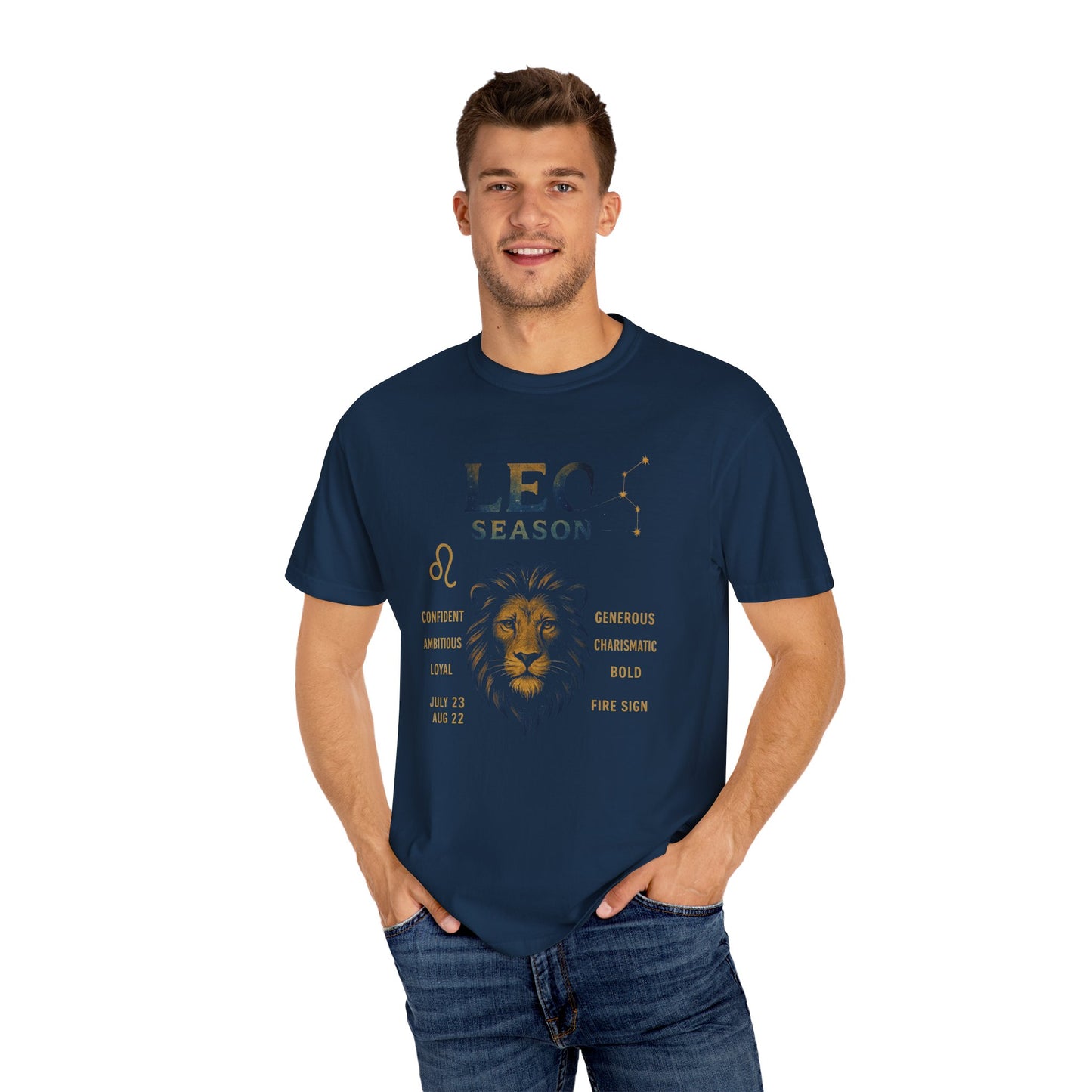 Leo Season Garment-Dyed T-shirt, Astrological Tee, Leo Zodiac Shirt, Astrology Apparel, Horoscope Top, Birthday Gift