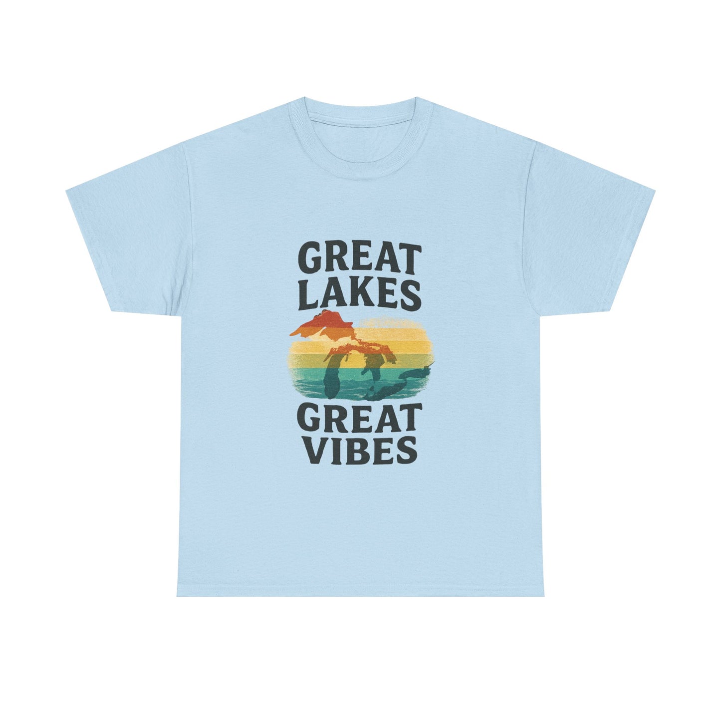 Great Lakes Great Vibes Tee, Unisex Cotton T-Shirt, Summer Wardrobe Essential, Gift for Lake Lovers, Casual Outdoor Wear