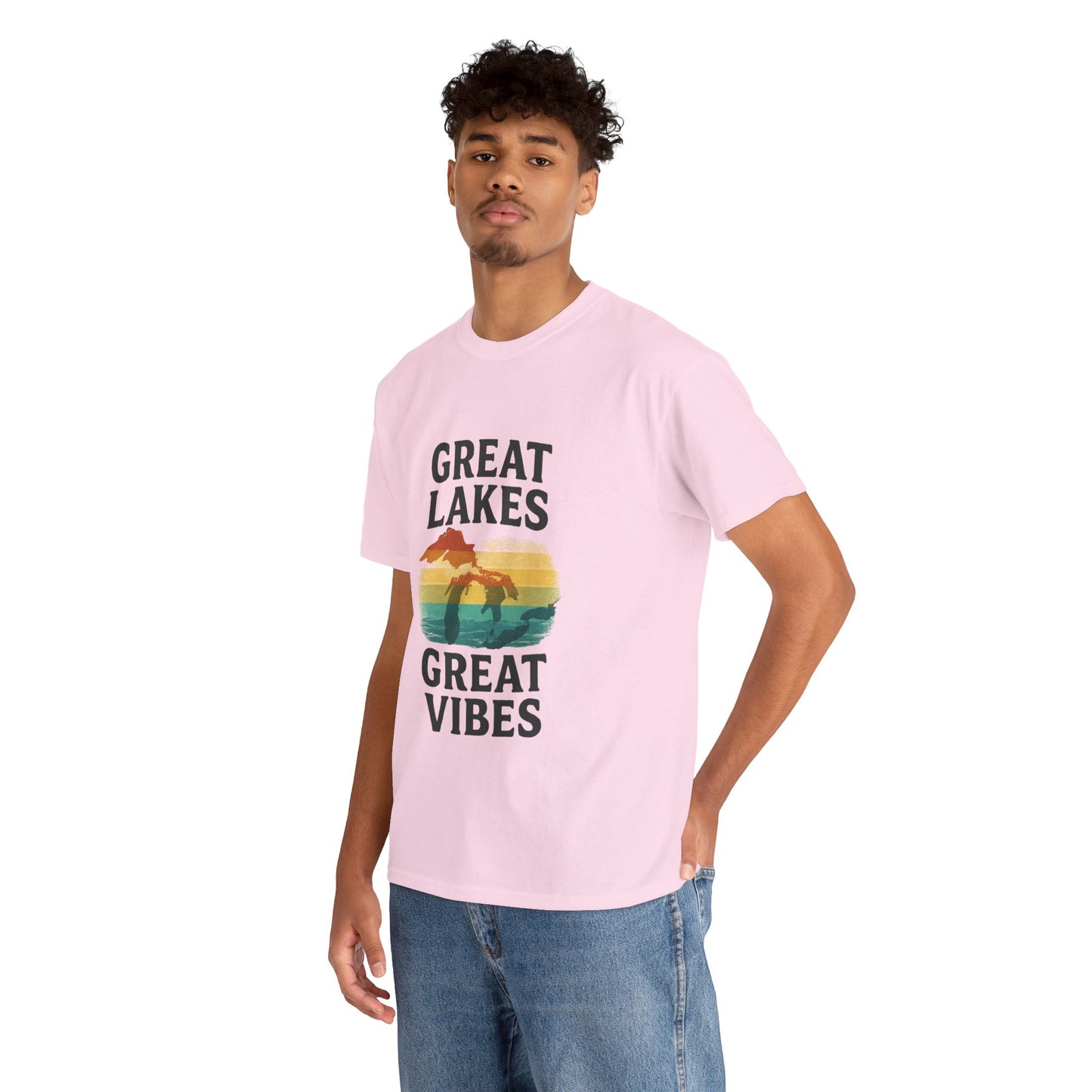 Great Lakes Great Vibes Tee, Unisex Cotton T-Shirt, Summer Wardrobe Essential, Gift for Lake Lovers, Casual Outdoor Wear