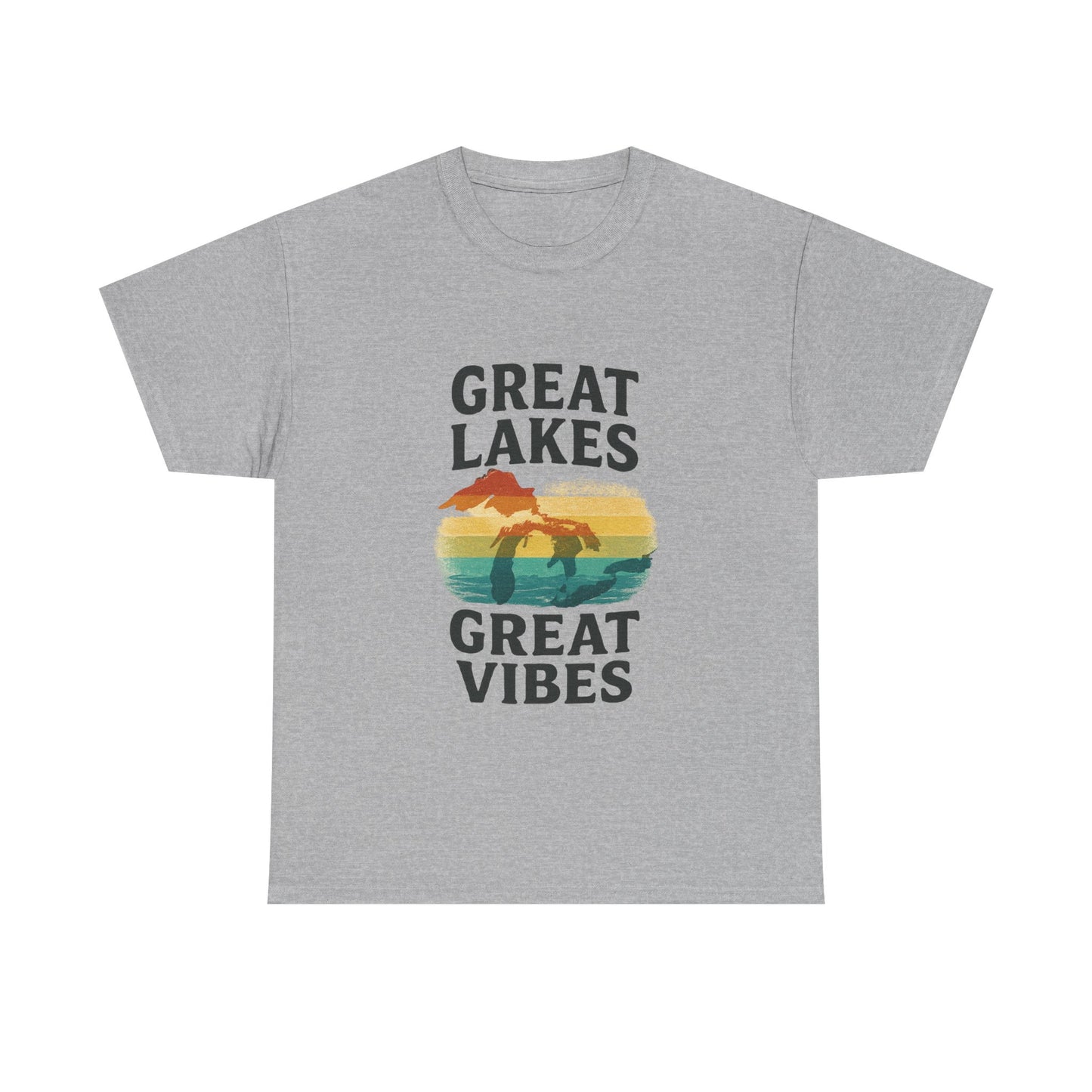 Great Lakes Great Vibes Tee, Unisex Cotton T-Shirt, Summer Wardrobe Essential, Gift for Lake Lovers, Casual Outdoor Wear