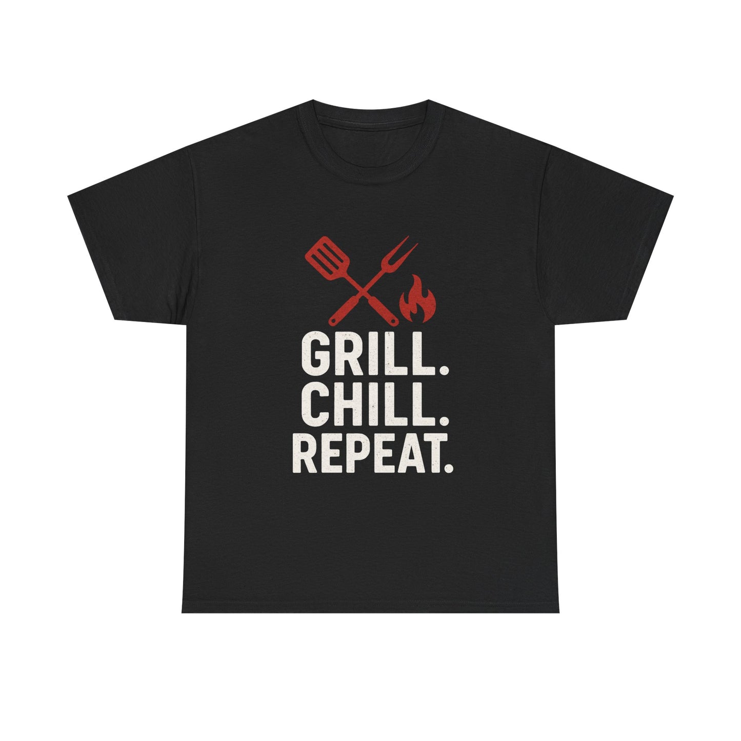 Grill Chill Repeat Tee | Summer BBQ Shirt, Unisex Cotton T-Shirt, Gift for Grill Lovers, Casual Summer Wear, Cookout Apparel