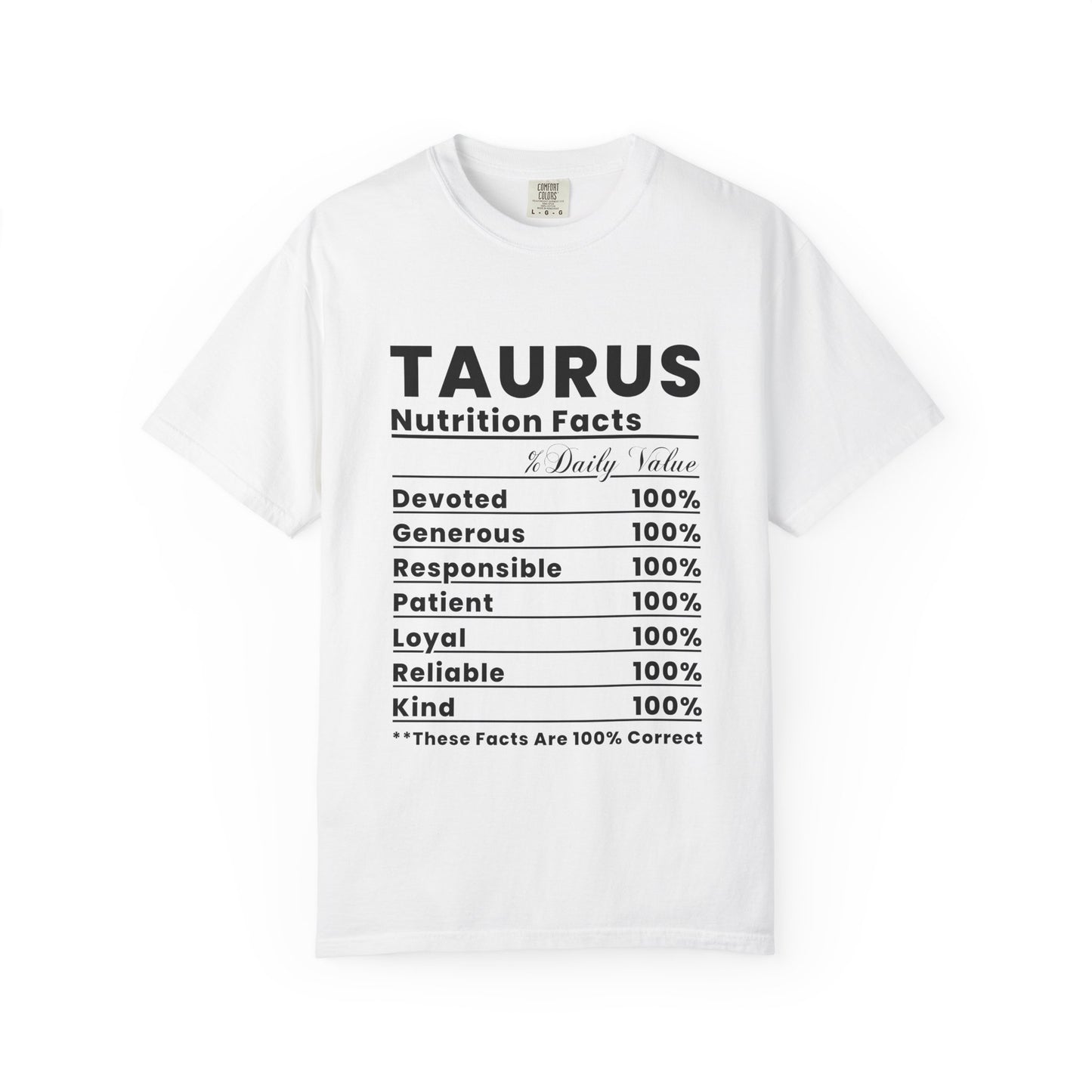 Taurus Nutrition Facts T-shirt | Zodiac Tee, Horoscope Shirt, Gift for Astrology Lovers, Birthday Gift, Everyday Wear