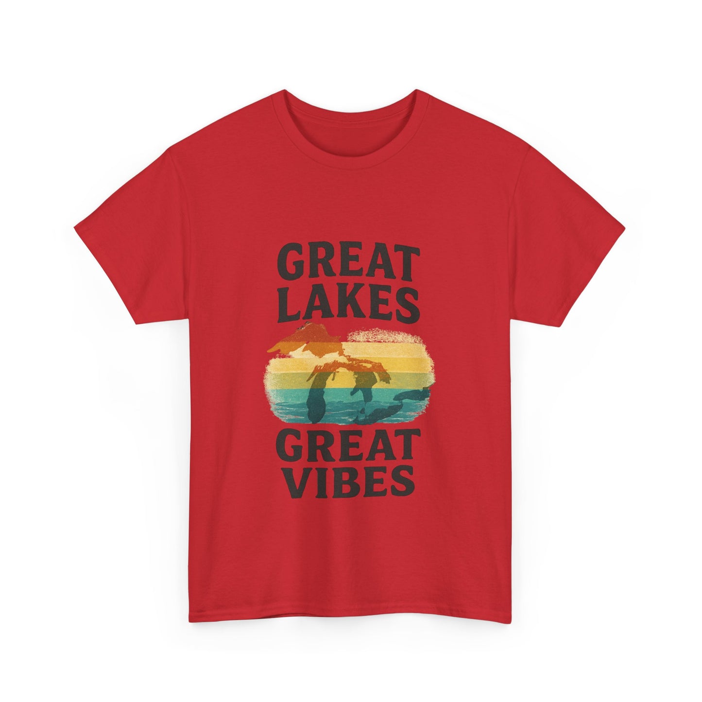 Great Lakes Great Vibes Tee, Unisex Cotton T-Shirt, Summer Wardrobe Essential, Gift for Lake Lovers, Casual Outdoor Wear