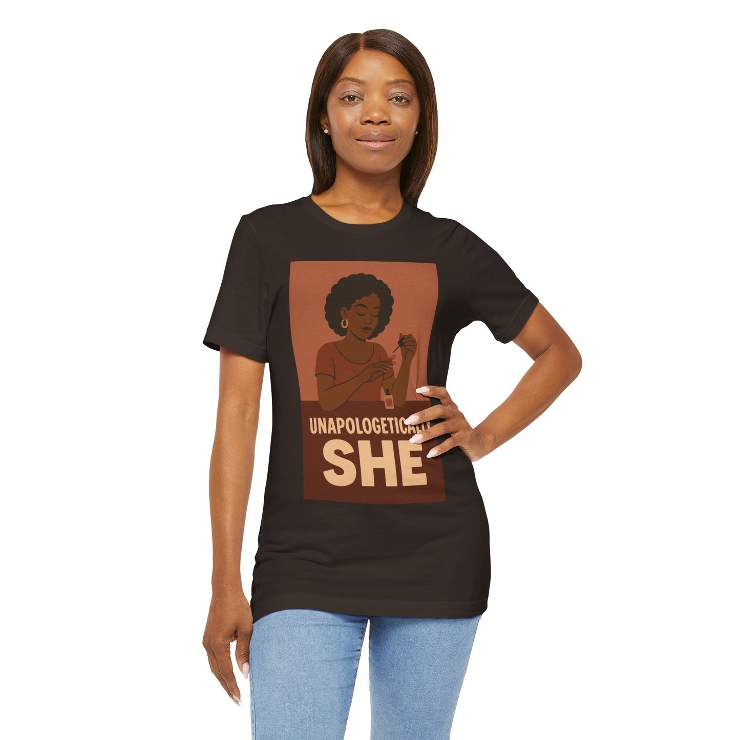 Unapologetically She Tee - Empowering Unisex Jersey Short Sleeve T-Shirt, Feminist Gift, Casual Wear, Bold Statement Top, Modern Graphic Tee