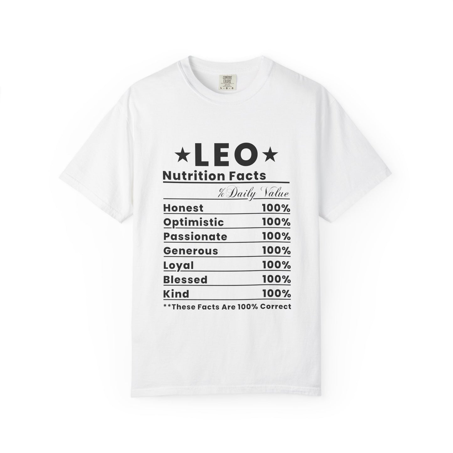 Leo Nutrition Facts T-Shirt, Zodiac Sign Gift, Astrological Tee, Astrology Apparel, Birthday Gift for Leos, Unisex Tee