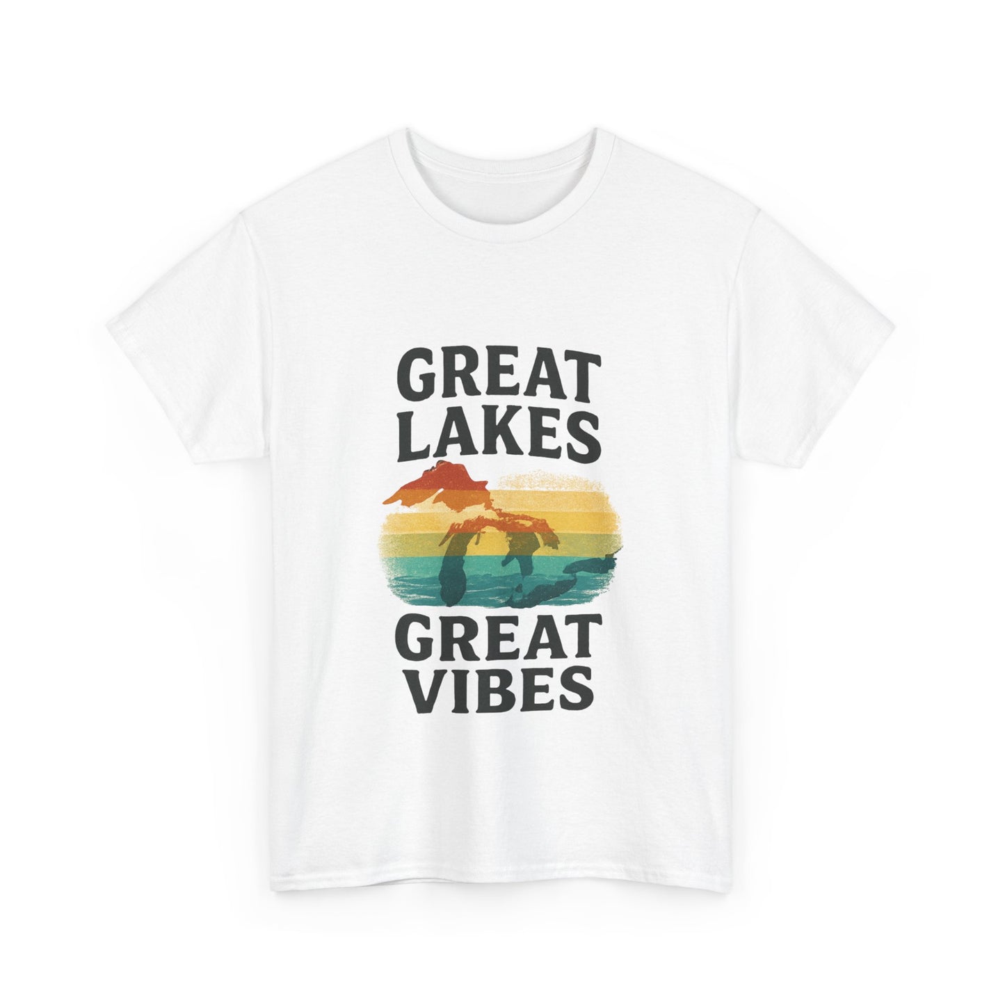 Great Lakes Great Vibes Tee, Unisex Cotton T-Shirt, Summer Wardrobe Essential, Gift for Lake Lovers, Casual Outdoor Wear