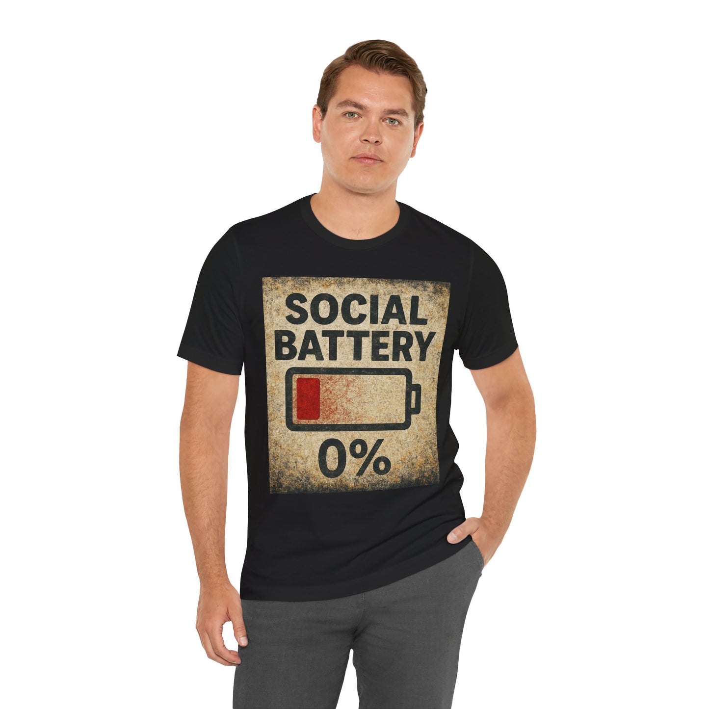 Social Battery Graphic Tee - Perfect for Social Media Lovers, Casual Wear, Gifts for Friends, Humor T-Shirt, Everyday Comfort