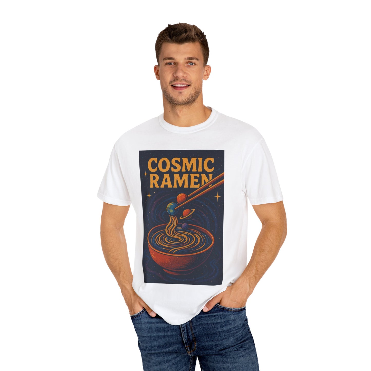 Cosmic Ramen T-Shirt, Unisex Graphic Tee for Food Lovers, Perfect Gift for Foodies, Casual Wear for Ramen Lovers