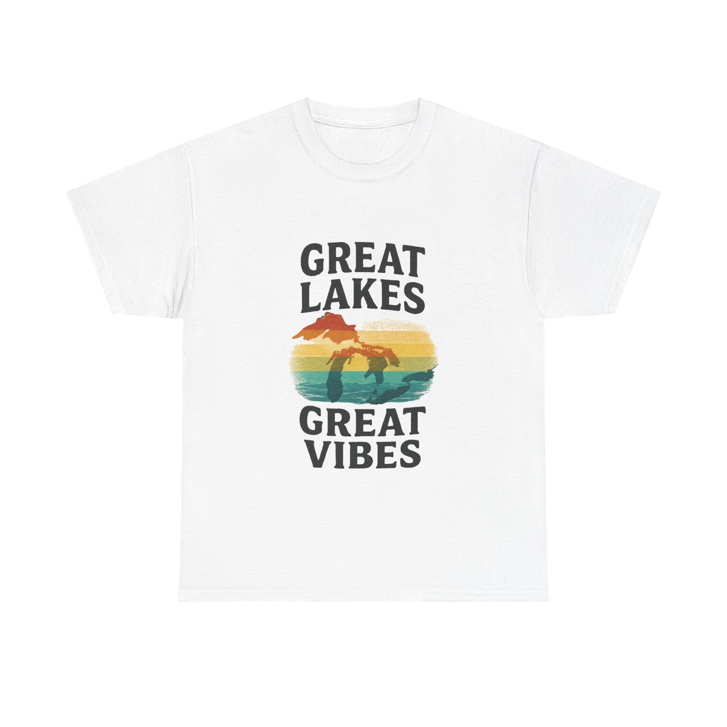 Great Lakes Great Vibes Tee, Unisex Cotton T-Shirt, Summer Wardrobe Essential, Gift for Lake Lovers, Casual Outdoor Wear
