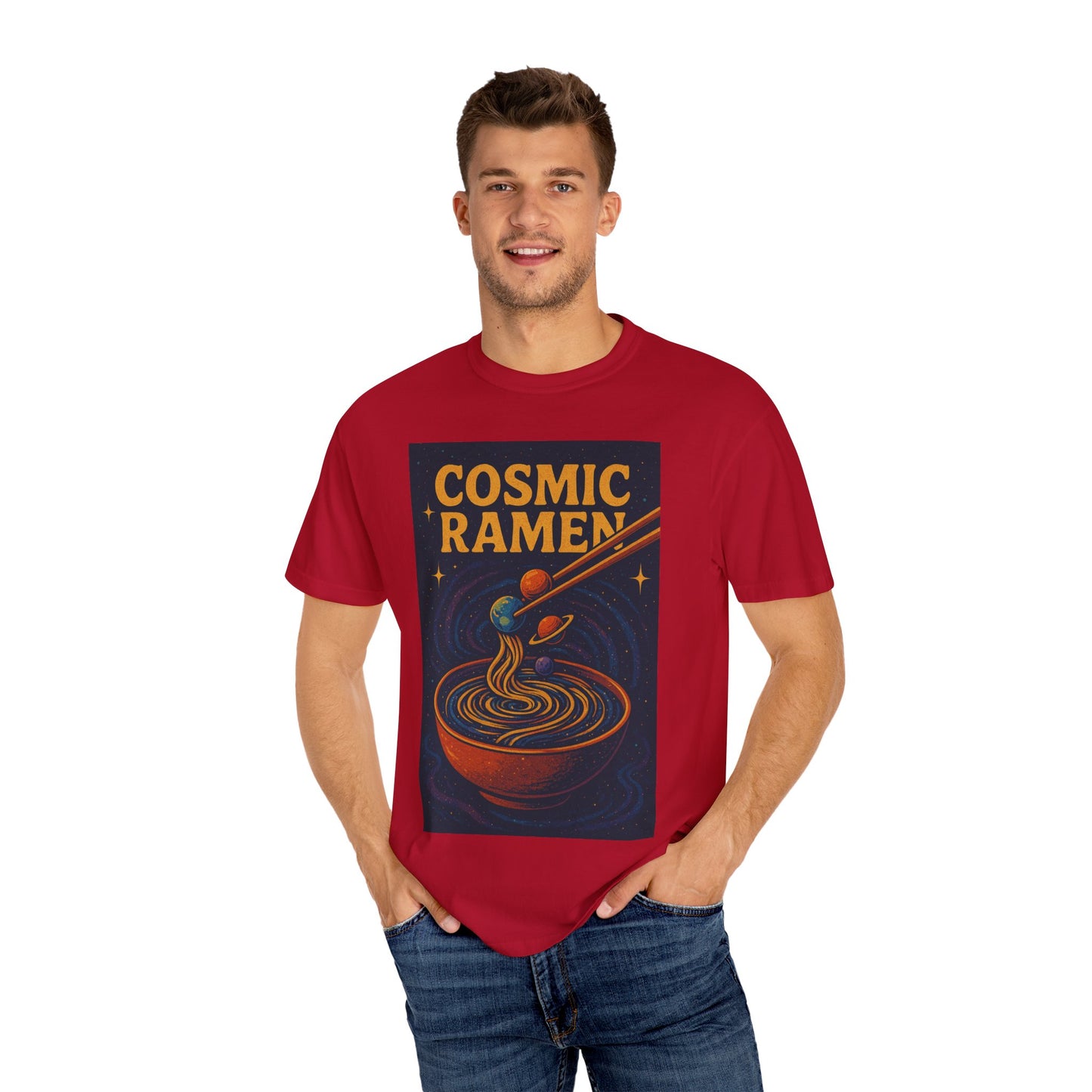 Cosmic Ramen T-Shirt, Unisex Graphic Tee for Food Lovers, Perfect Gift for Foodies, Casual Wear for Ramen Lovers