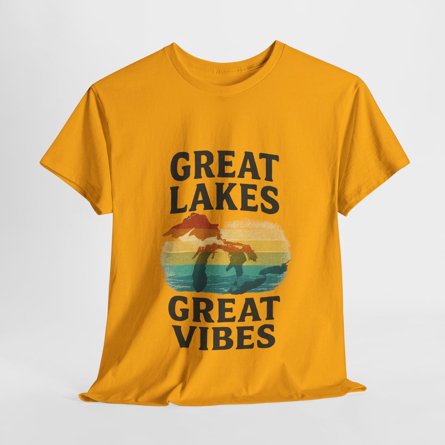 Great Lakes Great Vibes Tee, Unisex Cotton T-Shirt, Summer Wardrobe Essential, Gift for Lake Lovers, Casual Outdoor Wear