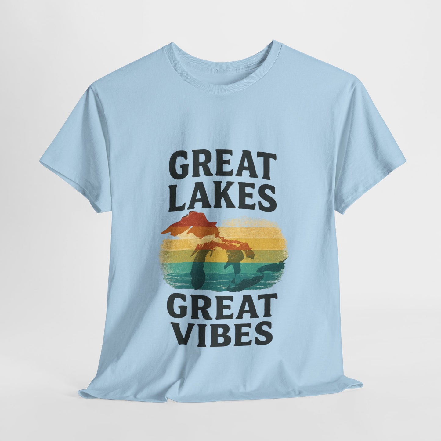 Great Lakes Great Vibes Tee, Unisex Cotton T-Shirt, Summer Wardrobe Essential, Gift for Lake Lovers, Casual Outdoor Wear