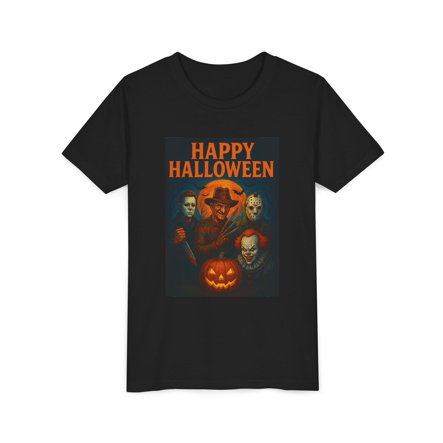 Halloween Horror Youth Tee | Spooky Tee, Kids Halloween Shirt, Costume Party Attire, Pumpkin Graphic Tee, Horror Movie Tee