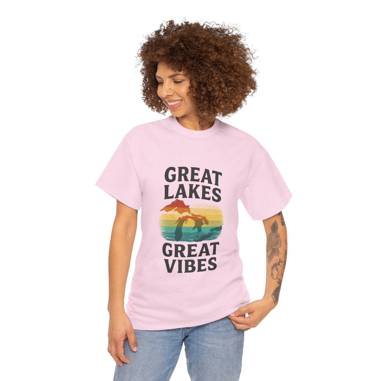 Great Lakes Great Vibes Tee, Unisex Cotton T-Shirt, Summer Wardrobe Essential, Gift for Lake Lovers, Casual Outdoor Wear