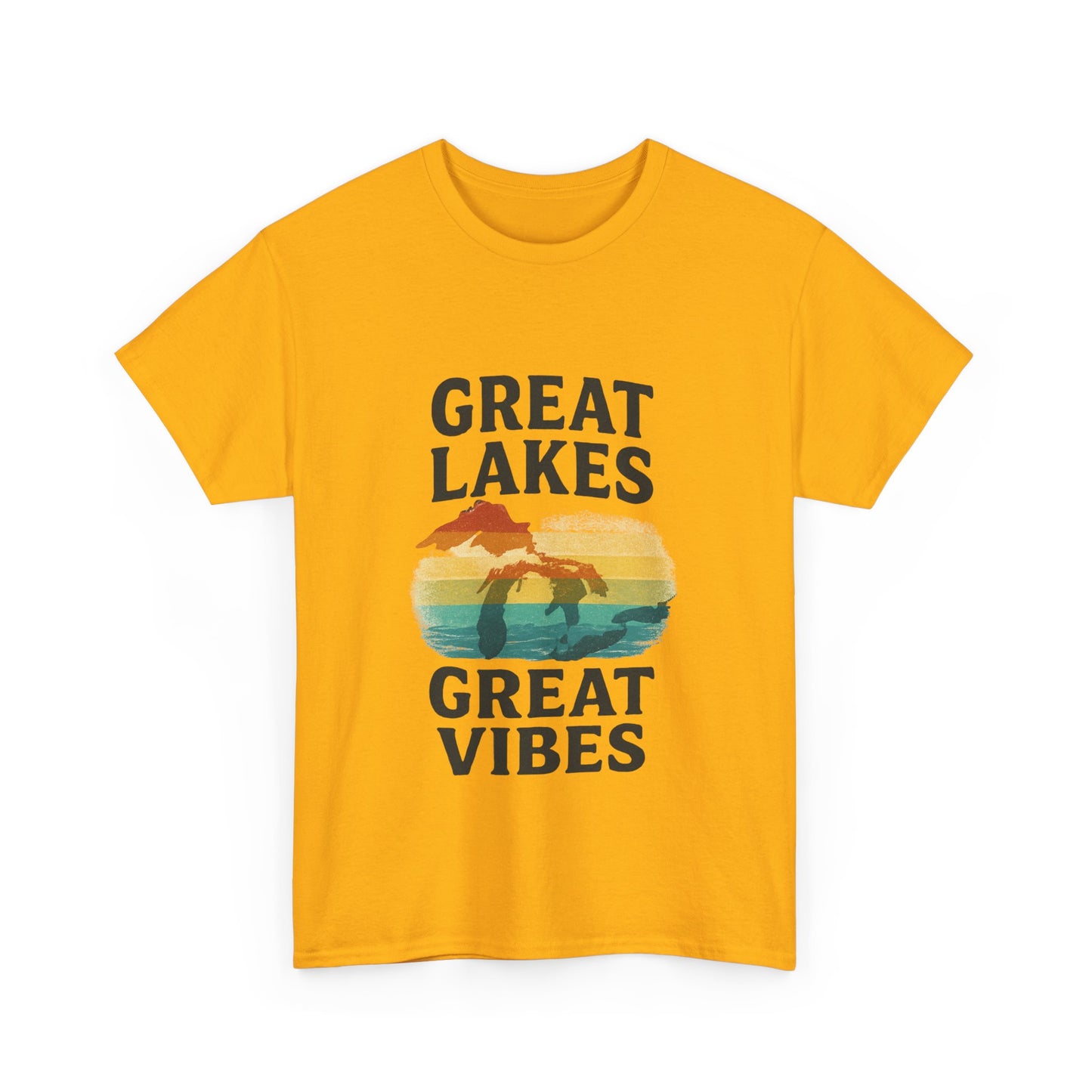 Great Lakes Great Vibes Tee, Unisex Cotton T-Shirt, Summer Wardrobe Essential, Gift for Lake Lovers, Casual Outdoor Wear