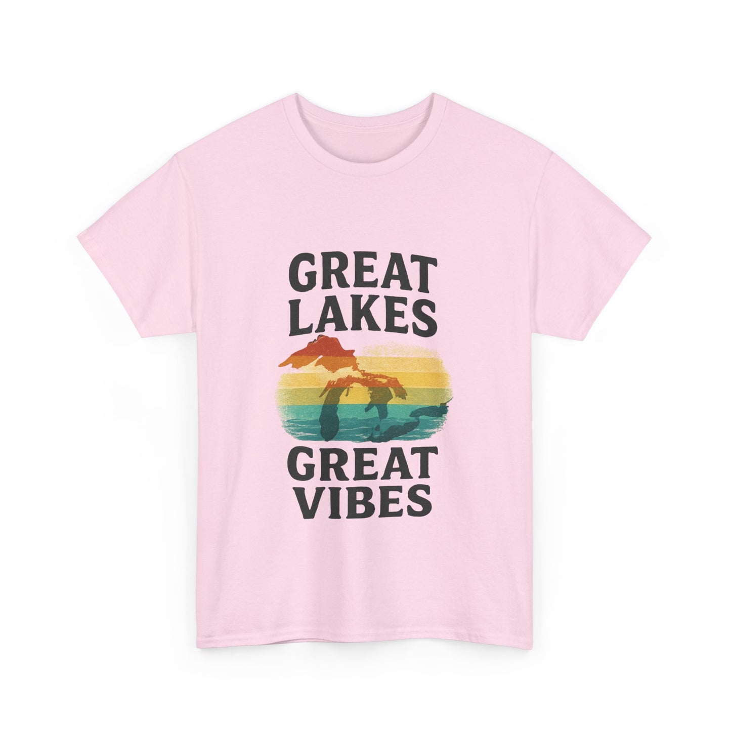 Great Lakes Great Vibes Tee, Unisex Cotton T-Shirt, Summer Wardrobe Essential, Gift for Lake Lovers, Casual Outdoor Wear