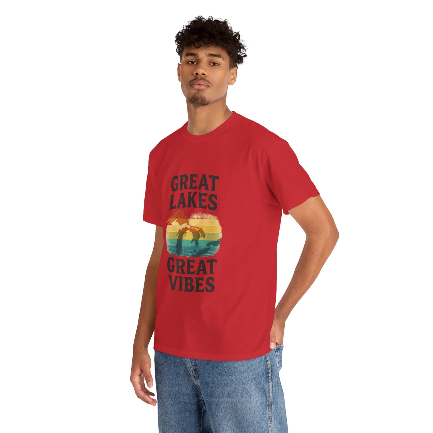 Great Lakes Great Vibes Tee, Unisex Cotton T-Shirt, Summer Wardrobe Essential, Gift for Lake Lovers, Casual Outdoor Wear
