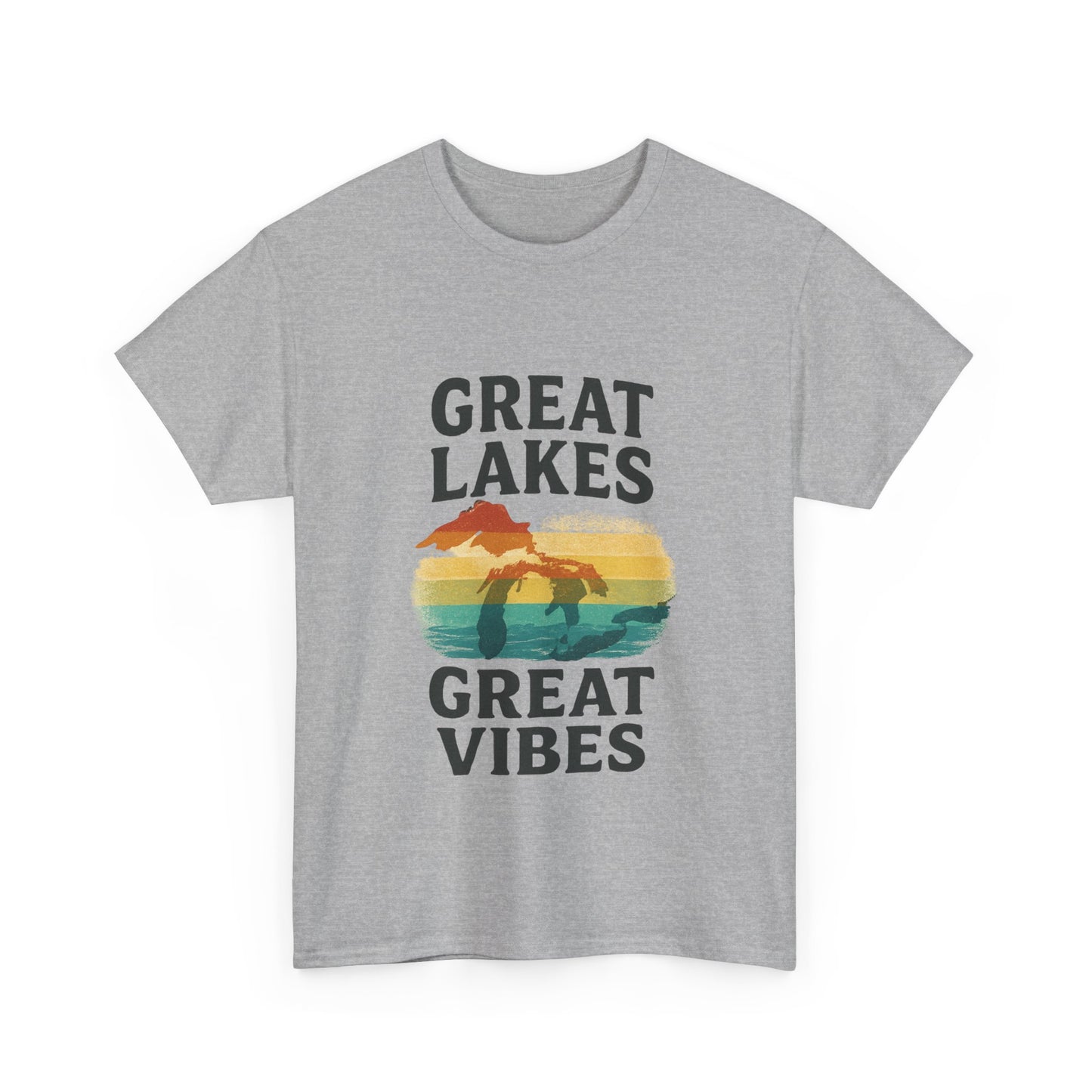 Great Lakes Great Vibes Tee, Unisex Cotton T-Shirt, Summer Wardrobe Essential, Gift for Lake Lovers, Casual Outdoor Wear