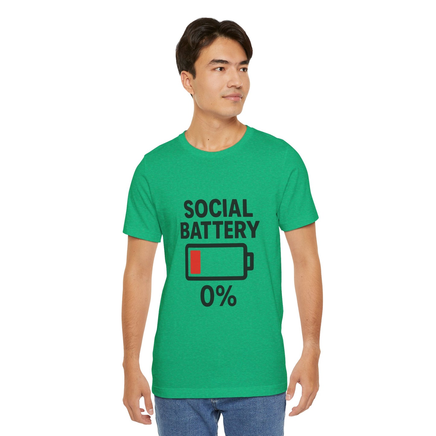 Social Battery Unisex Tee, Funny T-Shirt, Quirky Gift, Introvert Humor, Casual Wear, Relaxing Vibes