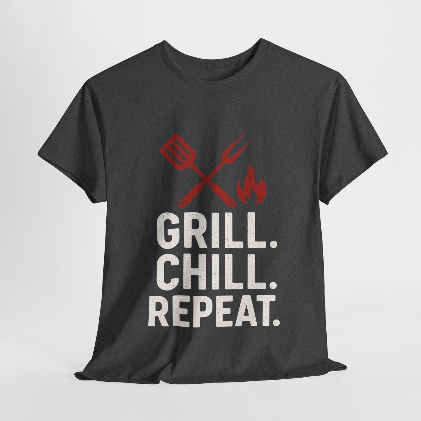 Grill Chill Repeat Tee | Summer BBQ Shirt, Unisex Cotton T-Shirt, Gift for Grill Lovers, Casual Summer Wear, Cookout Apparel