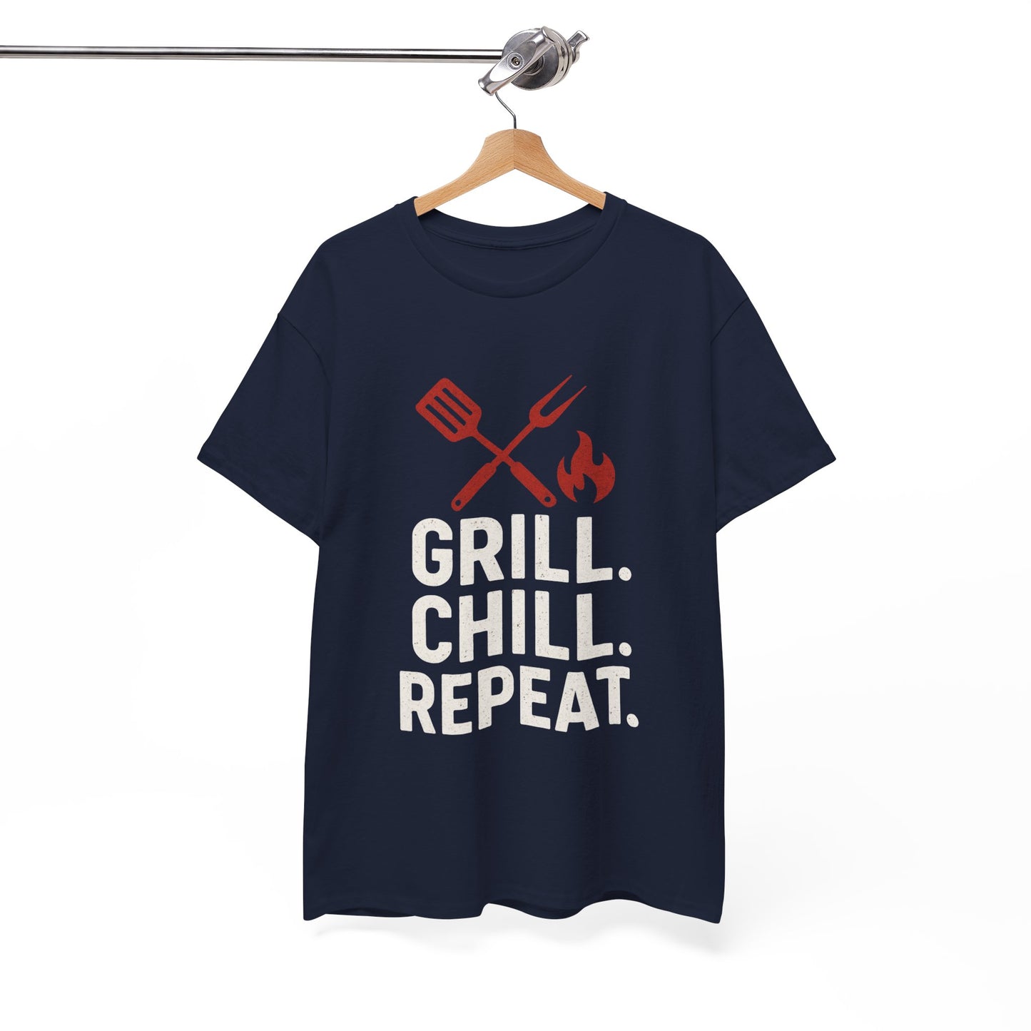 Grill Chill Repeat Tee | Summer BBQ Shirt, Unisex Cotton T-Shirt, Gift for Grill Lovers, Casual Summer Wear, Cookout Apparel