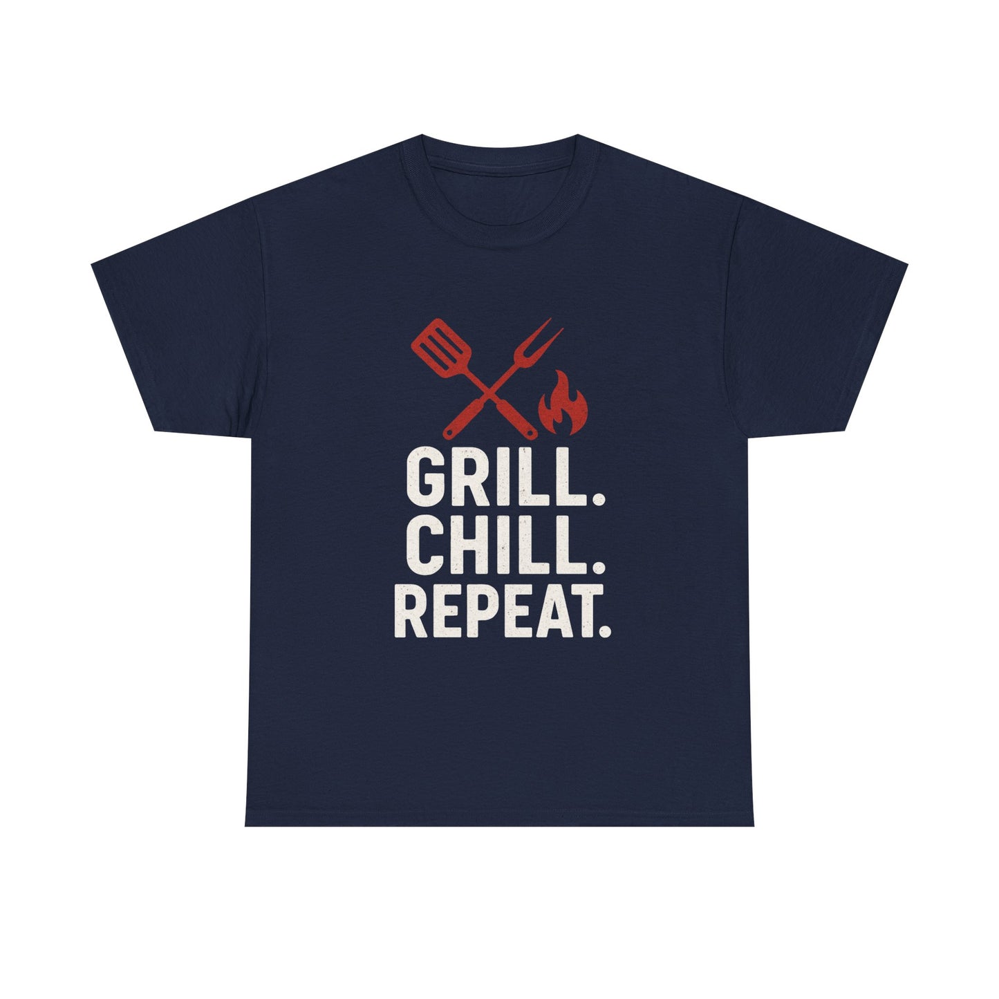 Grill Chill Repeat Tee | Summer BBQ Shirt, Unisex Cotton T-Shirt, Gift for Grill Lovers, Casual Summer Wear, Cookout Apparel