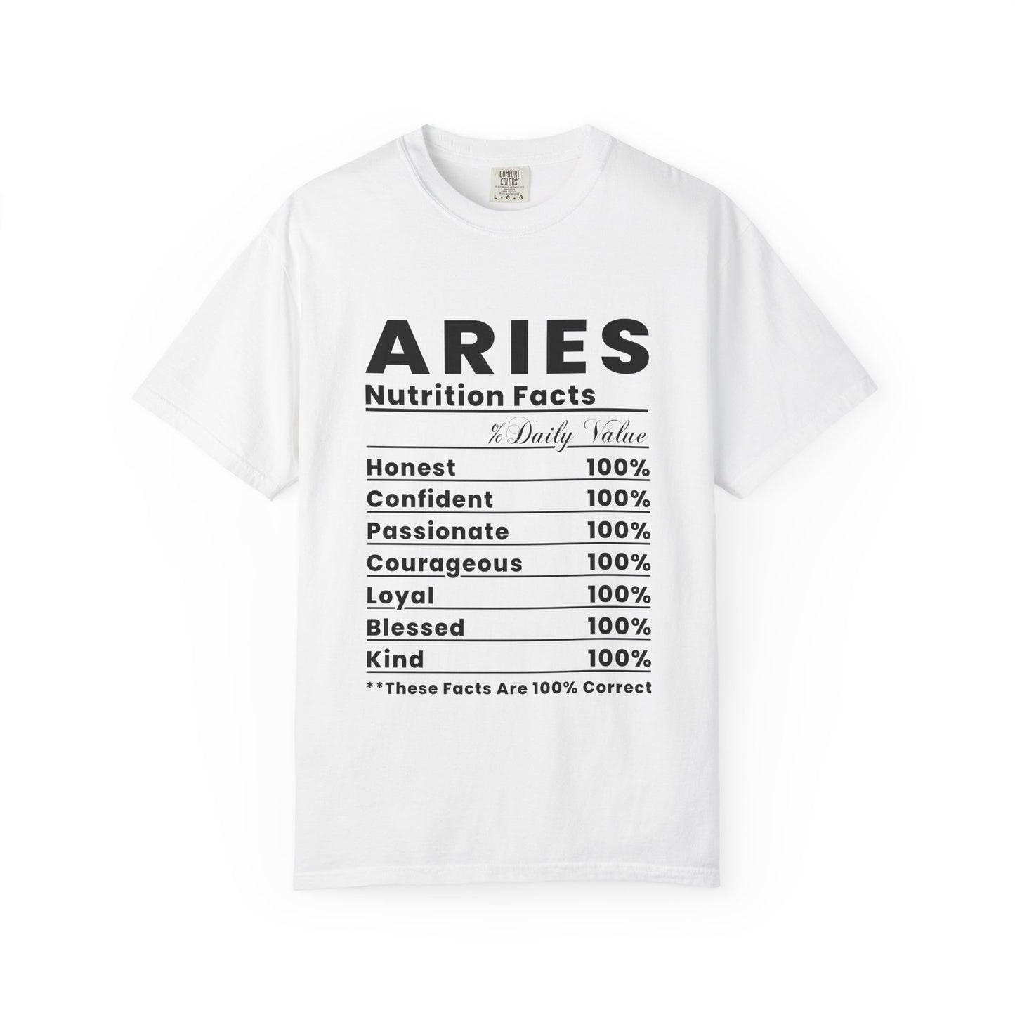 Aries Nutrition Facts T-Shirt for Astrology Lovers, Unisex Tee, Horoscope Gift, Zodiac Apparel, Astrology Birthday Gift