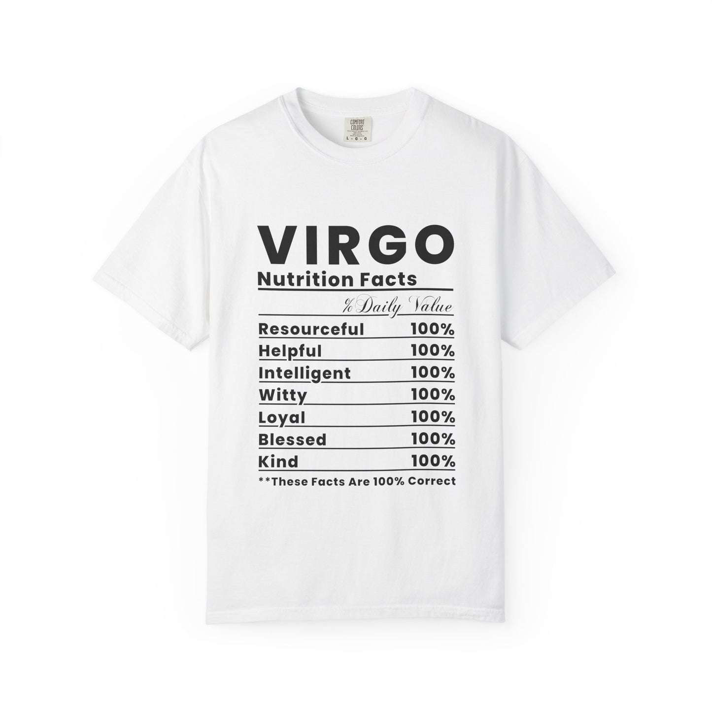 Virgo Nutrition Facts T-Shirt, Unisex Zodiac Tee, Astrology Gift, Birthday Shirt, Horoscope Apparel, Astrology Lover's Top
