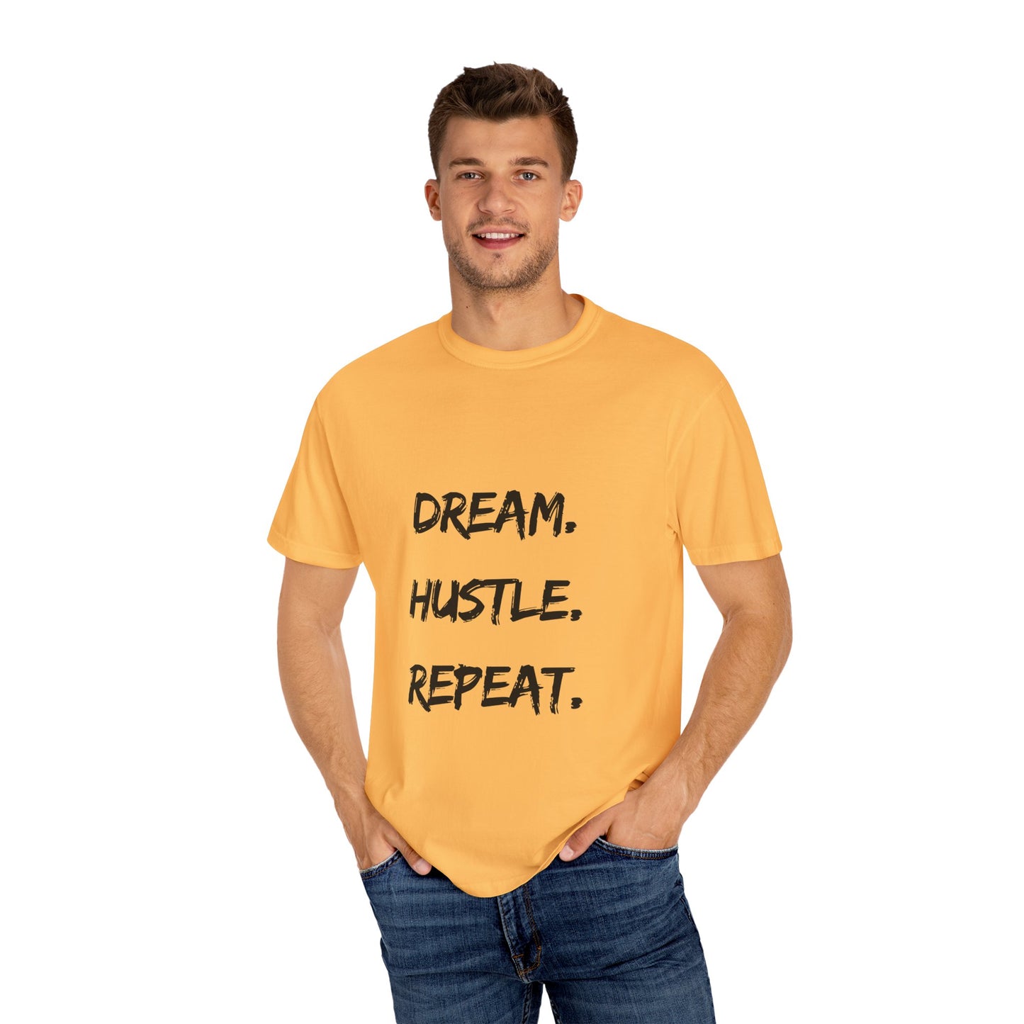 Motivational Unisex T-Shirt - Dream, Hustle, Repeat - Cozy Casual Wear for Entrepreneurs, Inspirational Gift, Everyday Tee, Event Apparel