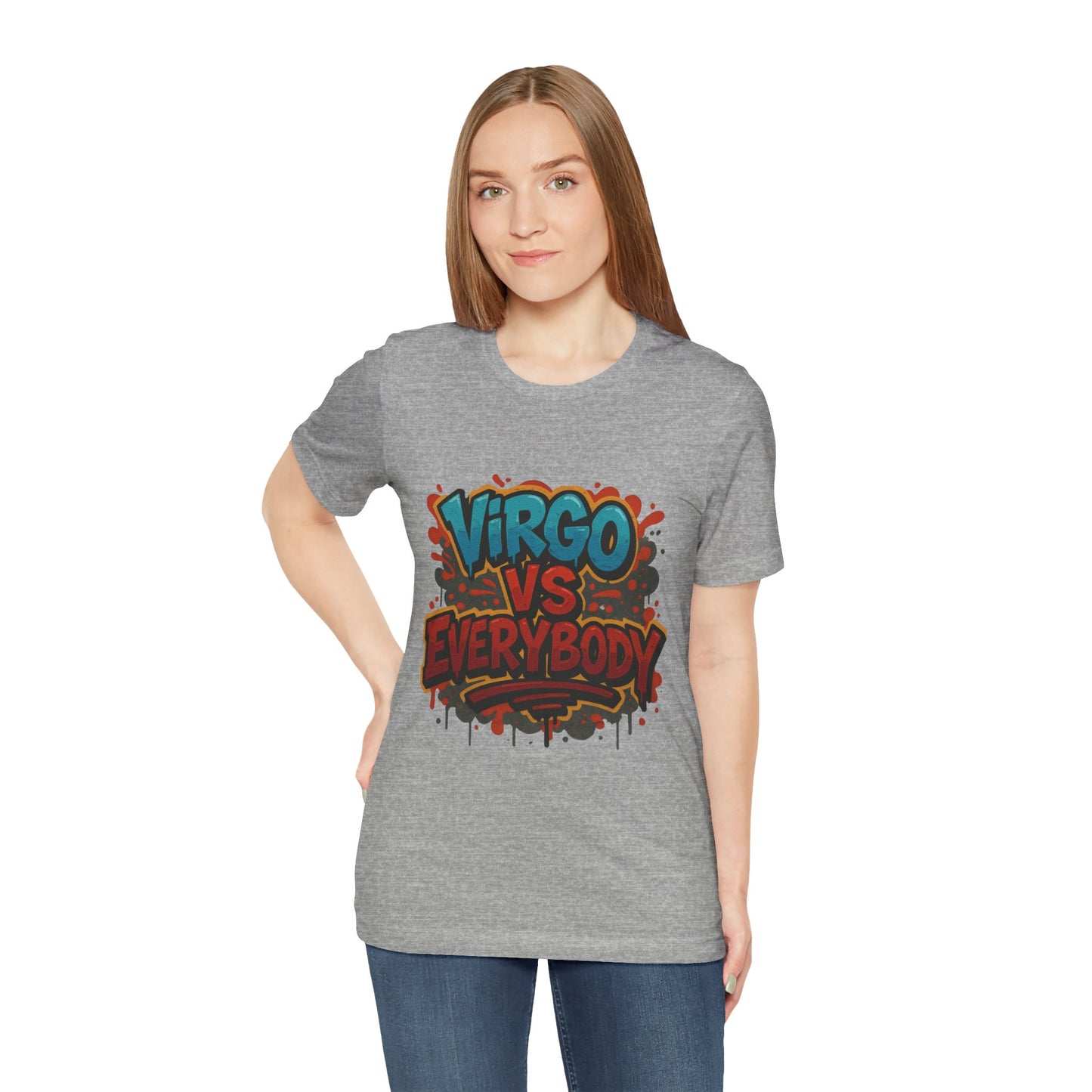Virgo vs Everybody Graphic Tee, Unisex Zodiac T-Shirt, Astrology Gift, Birthday Apparel, Trendy Casual Wear