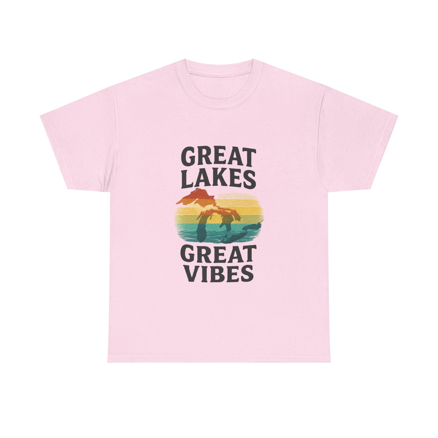 Great Lakes Great Vibes Tee, Unisex Cotton T-Shirt, Summer Wardrobe Essential, Gift for Lake Lovers, Casual Outdoor Wear