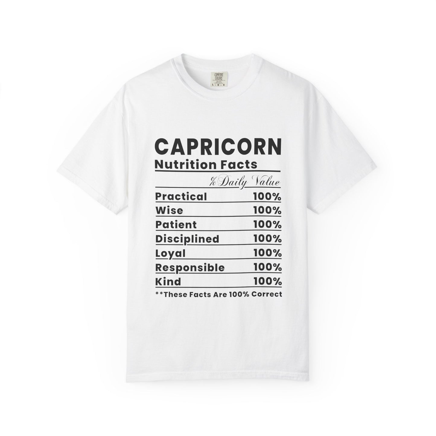 Capricorn Nutrition Facts T-Shirt, Zodiac Tee, Astrology Gift, Unisex Shirt, Horoscope Apparel, Birthday Present