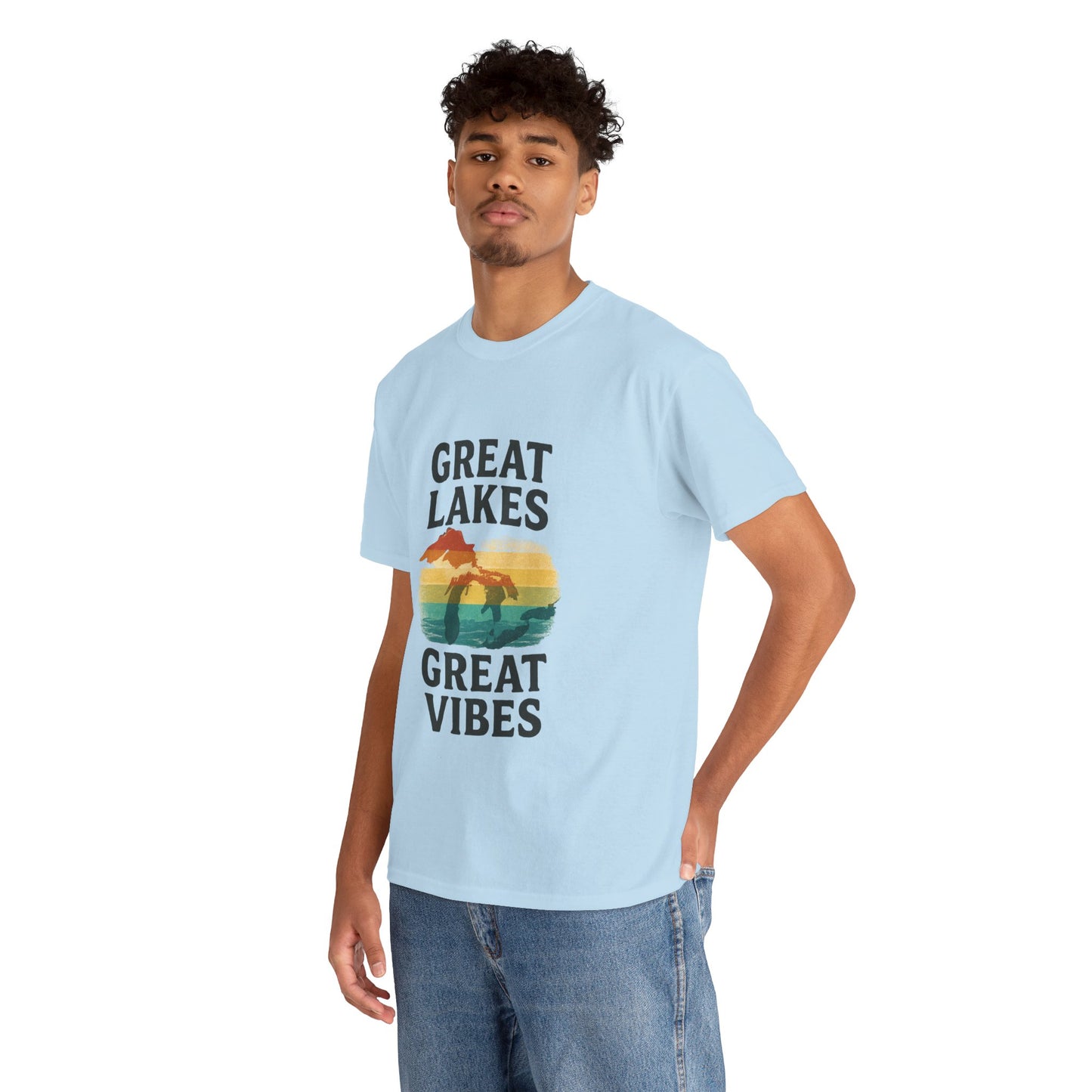 Great Lakes Great Vibes Tee, Unisex Cotton T-Shirt, Summer Wardrobe Essential, Gift for Lake Lovers, Casual Outdoor Wear