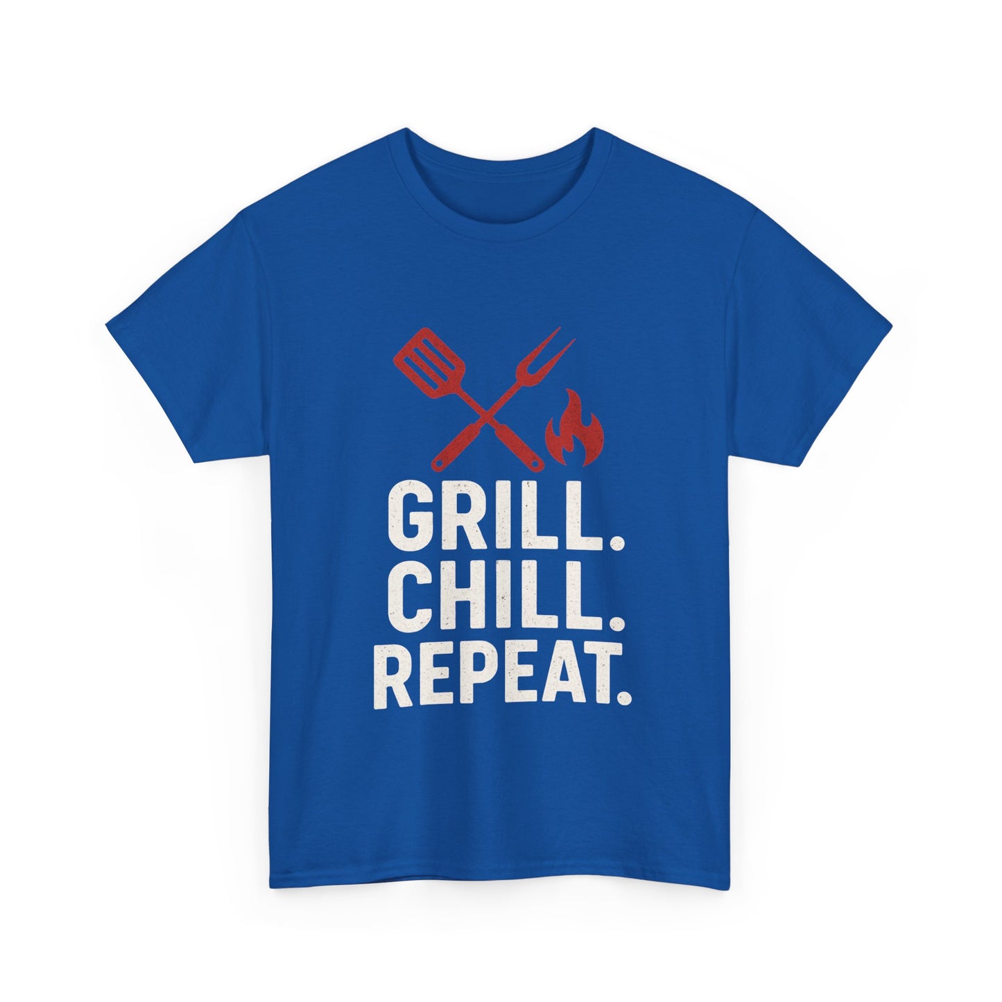 Grill Chill Repeat Tee | Summer BBQ Shirt, Unisex Cotton T-Shirt, Gift for Grill Lovers, Casual Summer Wear, Cookout Apparel