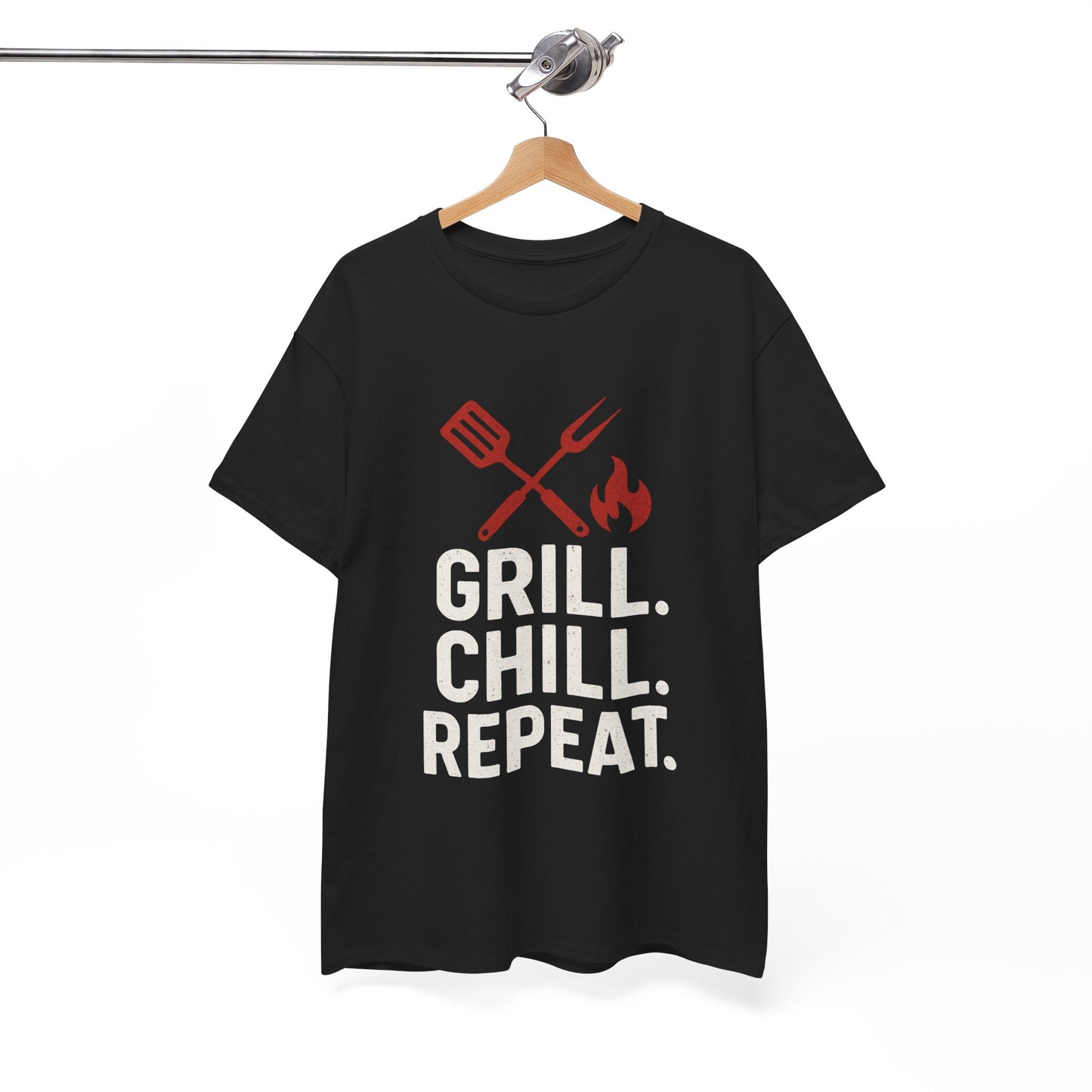 Grill Chill Repeat Tee | Summer BBQ Shirt, Unisex Cotton T-Shirt, Gift for Grill Lovers, Casual Summer Wear, Cookout Apparel