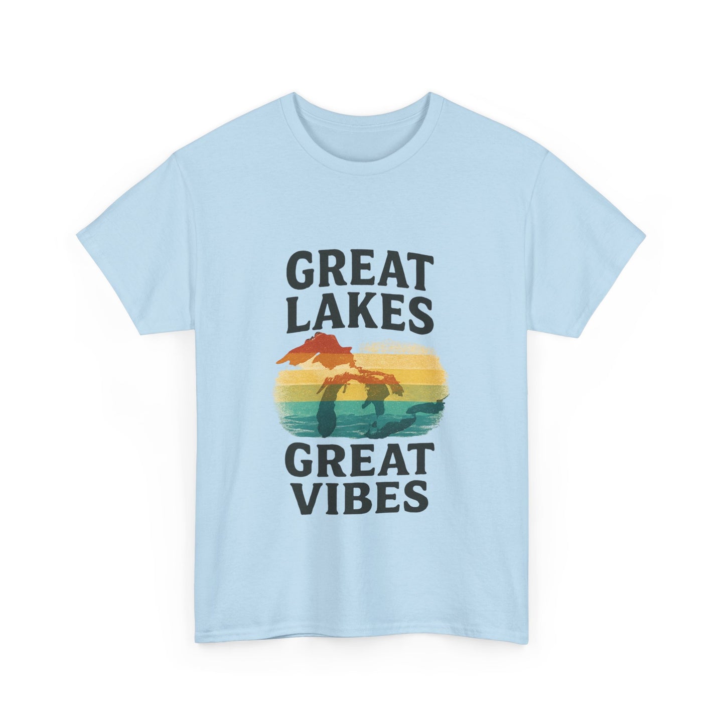Great Lakes Great Vibes Tee, Unisex Cotton T-Shirt, Summer Wardrobe Essential, Gift for Lake Lovers, Casual Outdoor Wear