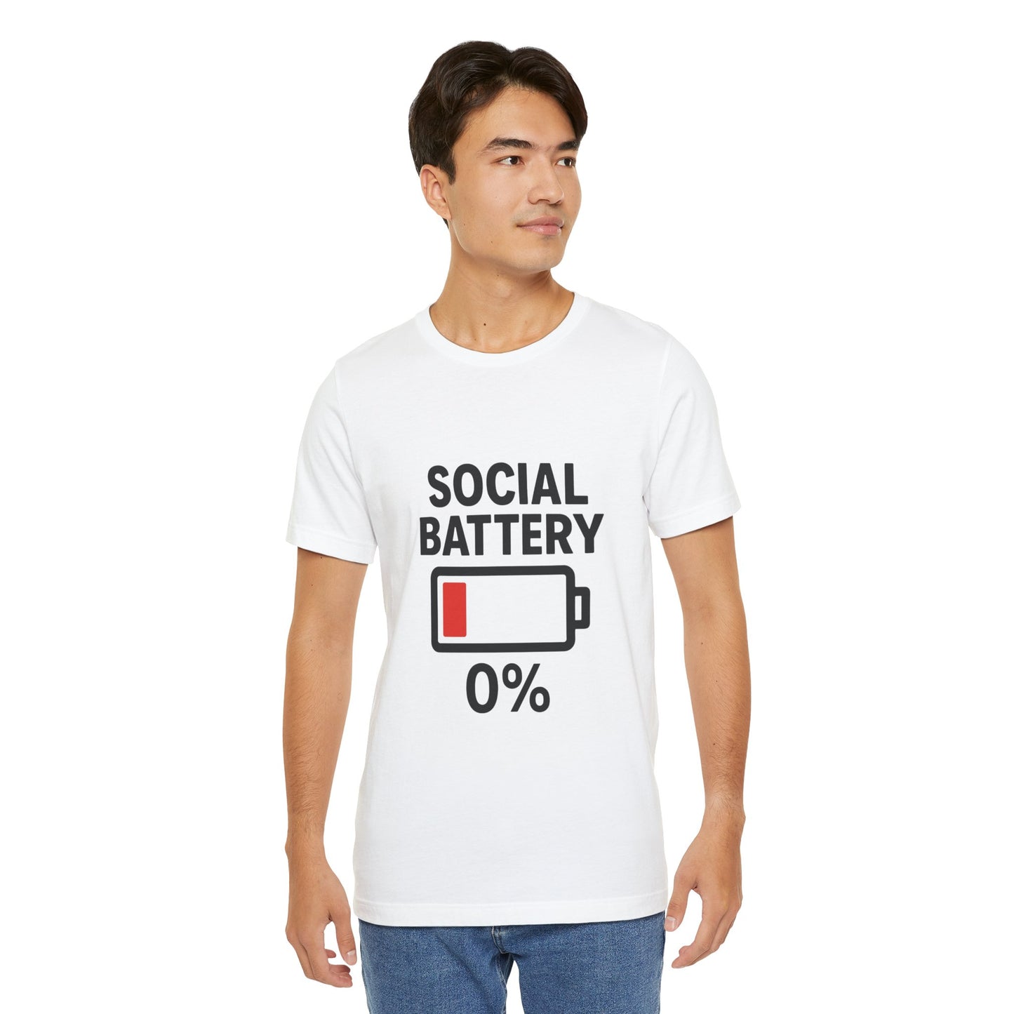 Social Battery Unisex Tee, Funny T-Shirt, Quirky Gift, Introvert Humor, Casual Wear, Relaxing Vibes
