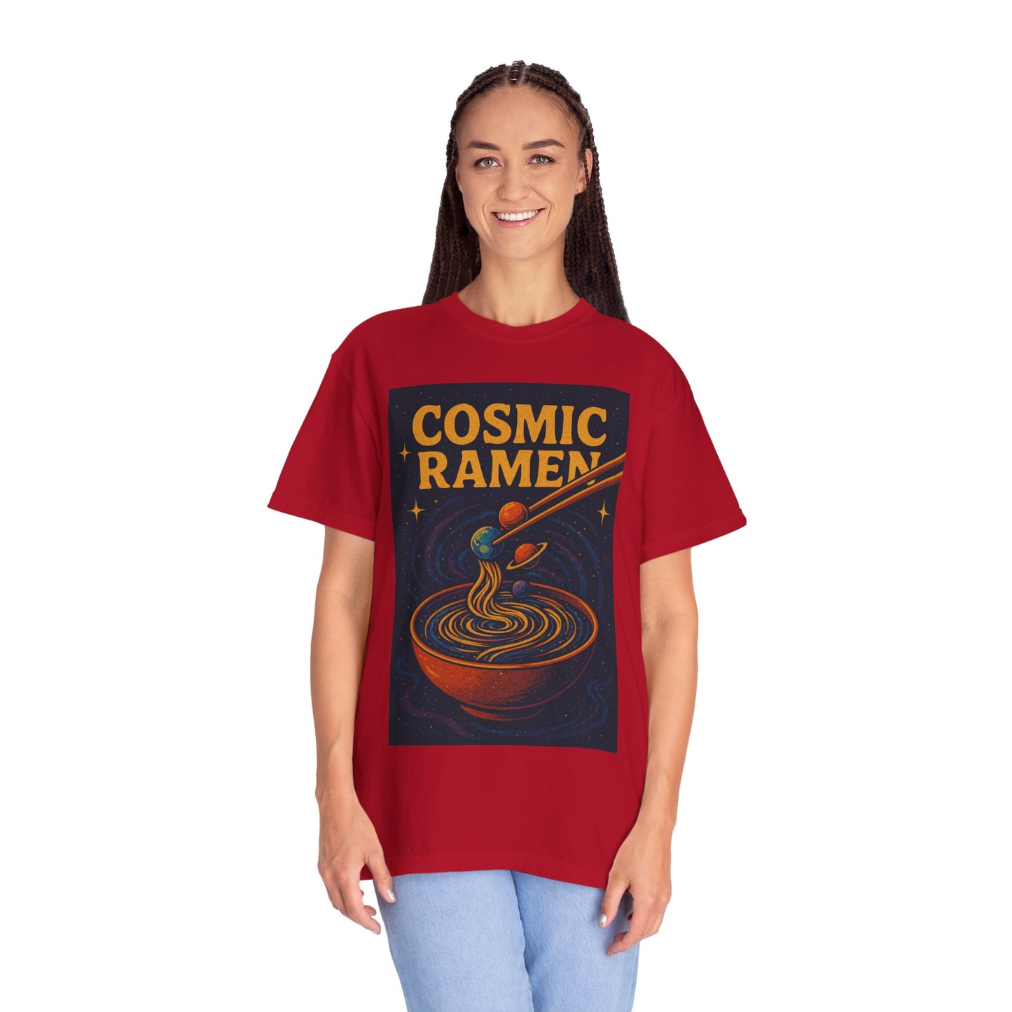Cosmic Ramen T-Shirt, Unisex Graphic Tee for Food Lovers, Perfect Gift for Foodies, Casual Wear for Ramen Lovers