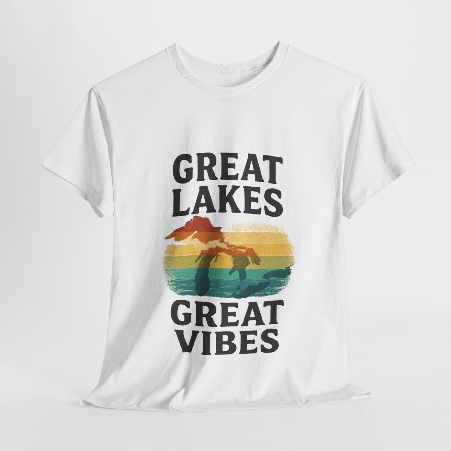 Great Lakes Great Vibes Tee, Unisex Cotton T-Shirt, Summer Wardrobe Essential, Gift for Lake Lovers, Casual Outdoor Wear