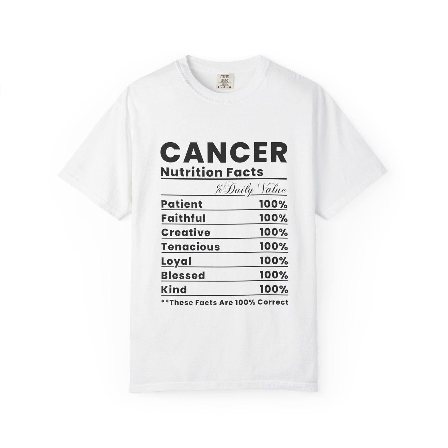 Cancer Zodiac Nutrition Facts T-Shirt, Astrology Tee, Birthday Gift, Unisex Casual Wear, Thoughtful Gift for Cancer Signs, Horoscope Apparel