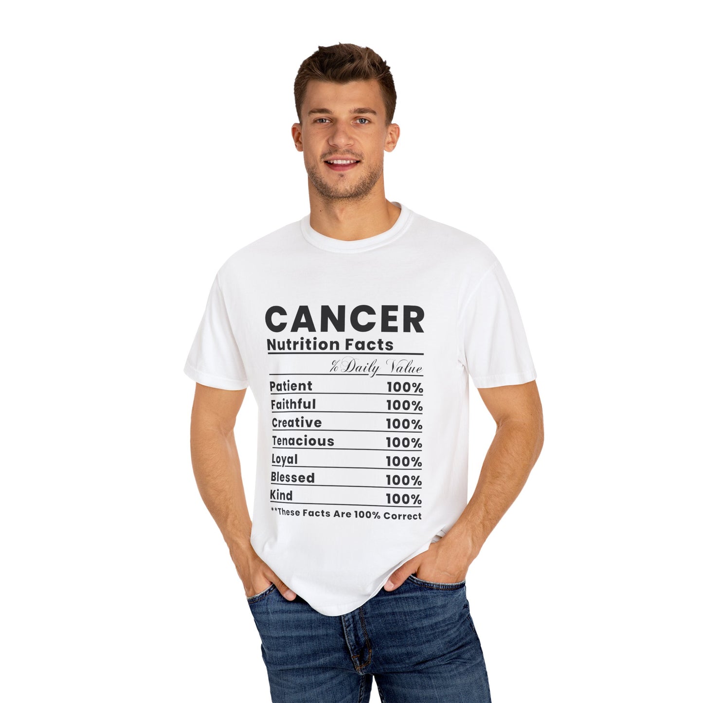 Cancer Zodiac Nutrition Facts T-Shirt, Astrology Tee, Birthday Gift, Unisex Casual Wear, Thoughtful Gift for Cancer Signs, Horoscope Apparel