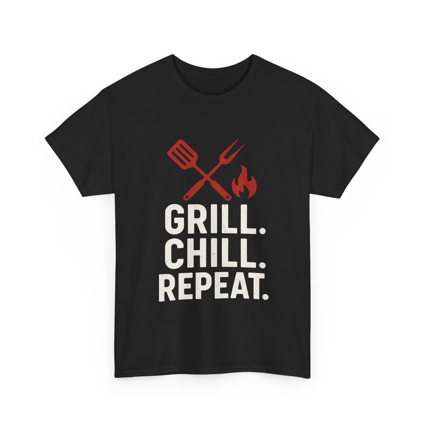 Grill Chill Repeat Tee | Summer BBQ Shirt, Unisex Cotton T-Shirt, Gift for Grill Lovers, Casual Summer Wear, Cookout Apparel